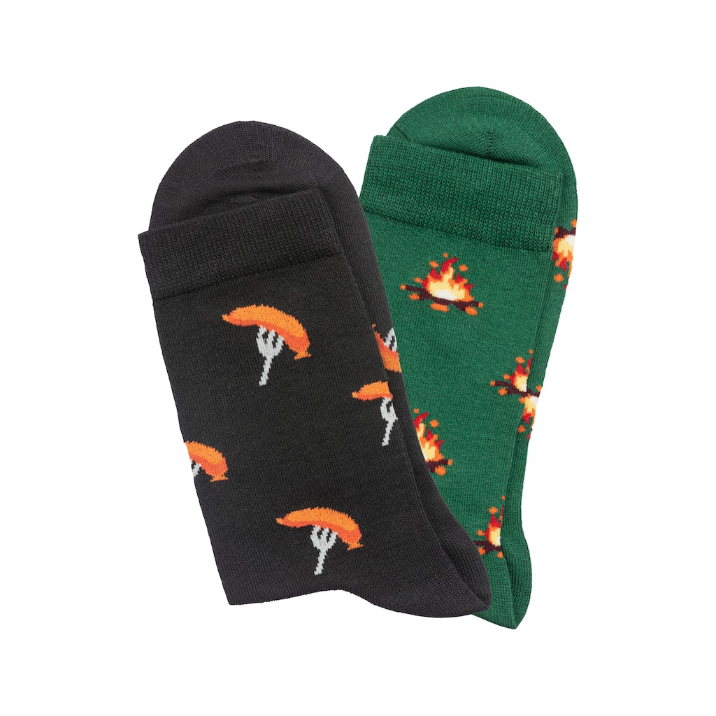 John Devin Socken, (Packung, 2 Paar), mit bunten eingestrickten Motiven