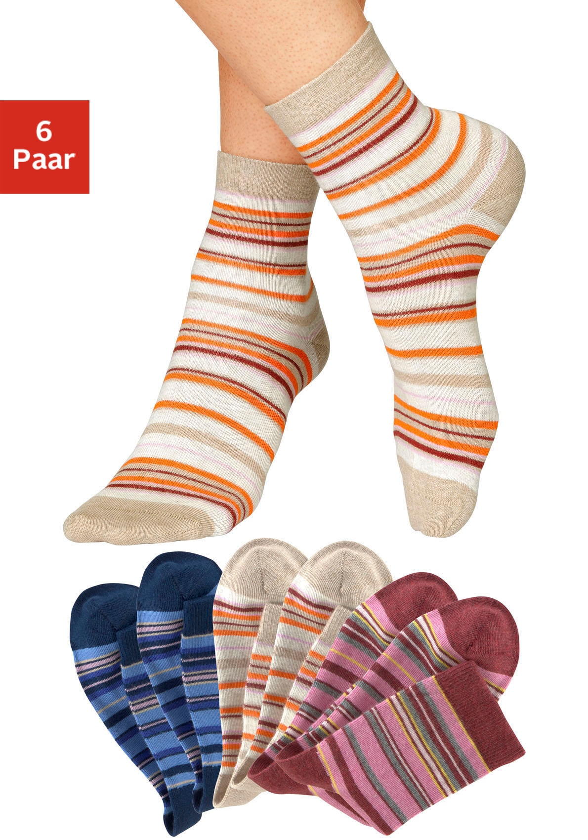 H.I.S Socken Packung, 6 Stk. tlg. mit Ringeln