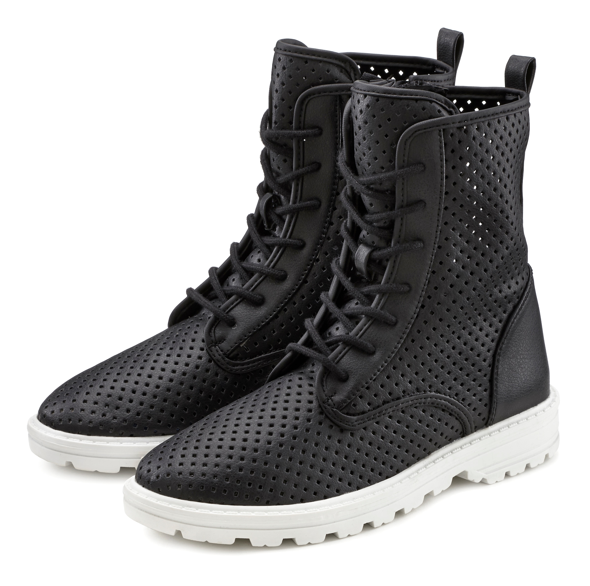 LASCANA Stiefelette zum Schnüren mit modischen Cut-Outs, Stiefel, Boots, High-Sneaker
