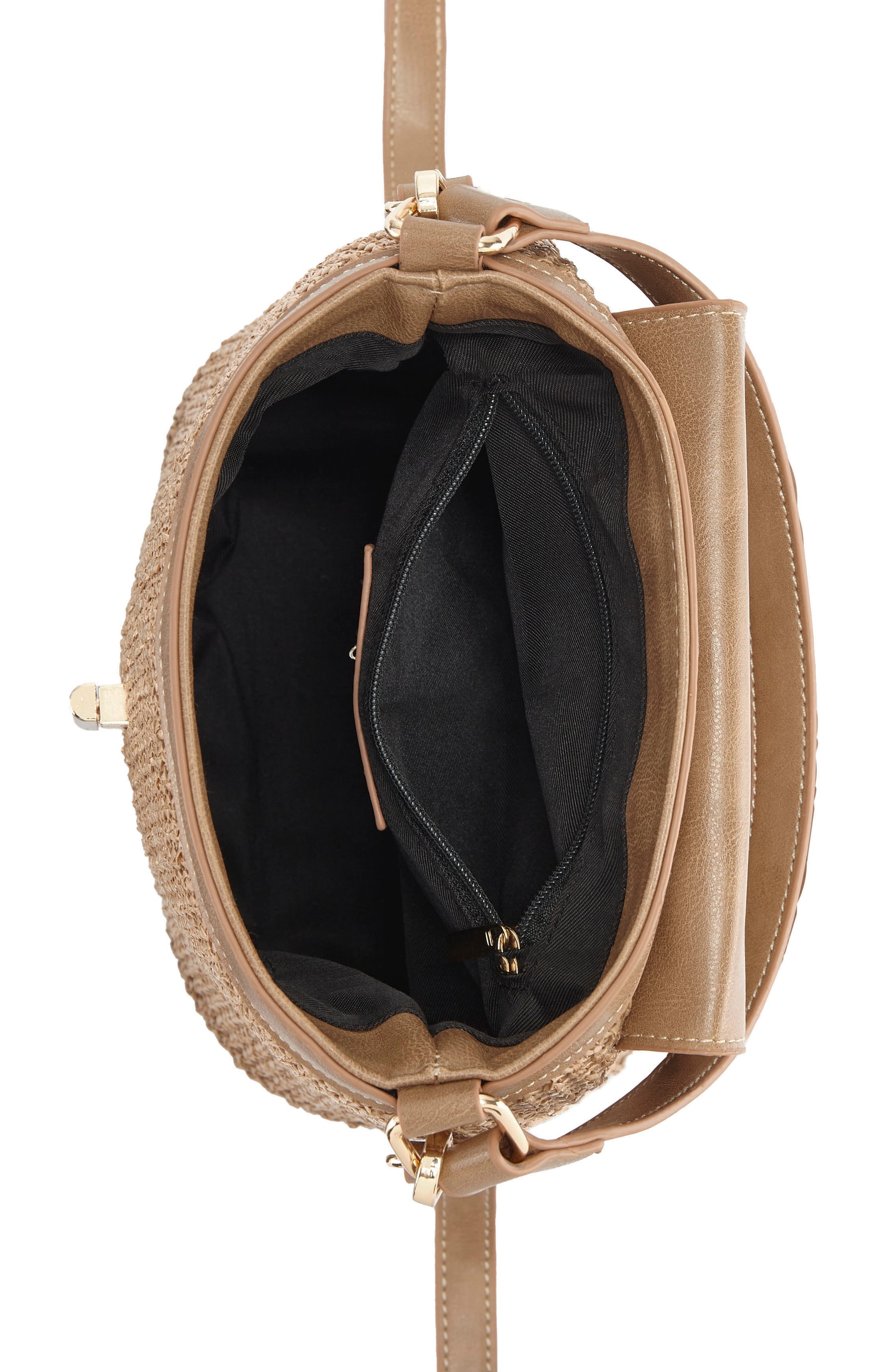 LASCANA Sac à bandoulière »Schultertasche« Strandtasche, Tragetasche, Korbtasche, Bast-Optik VEGAN