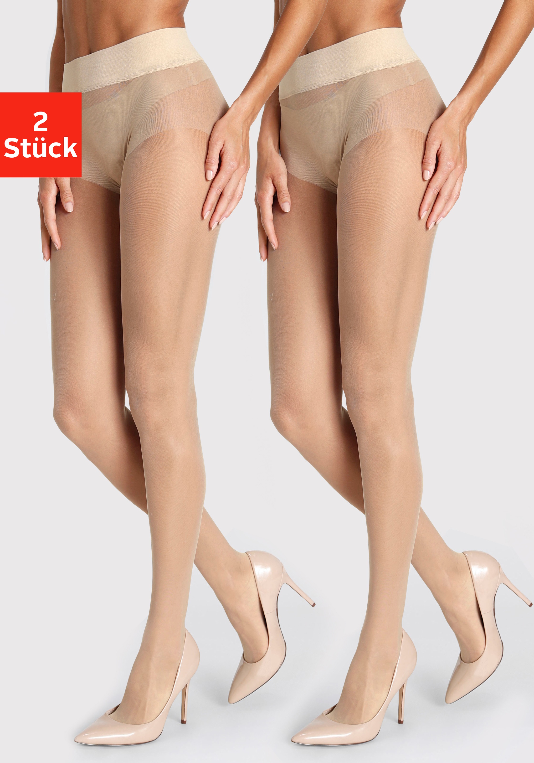 LASCANA Feinstrumpfhose 2 Stk. tlg. matt transparent