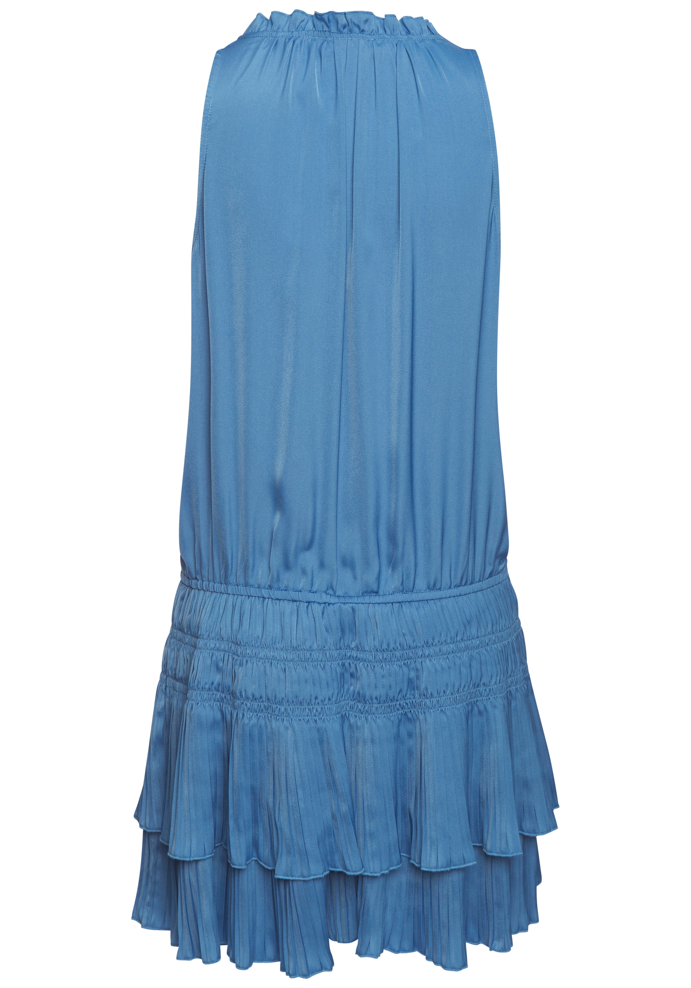 Vivance Sommerkleid »aus weich fliessender Satinqualität mit Rüschendetails« Ohne Taschen luftiges Partykleid, kurzes Satinkleid, Minikleid mit Volants,Festival
