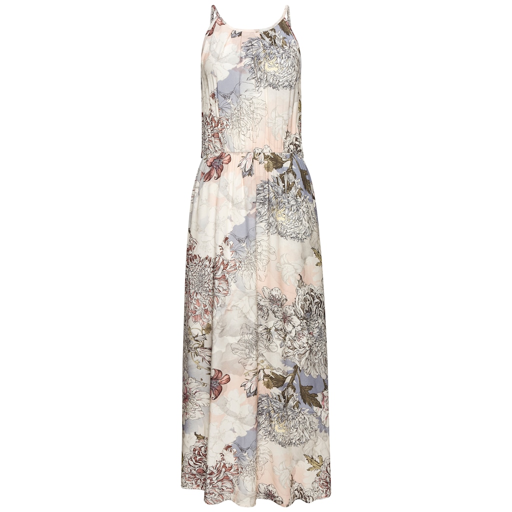 Buffalo Maxikleid, mit Alloverprint, leichtes Sommerkleid, fliessendes Strandkleid