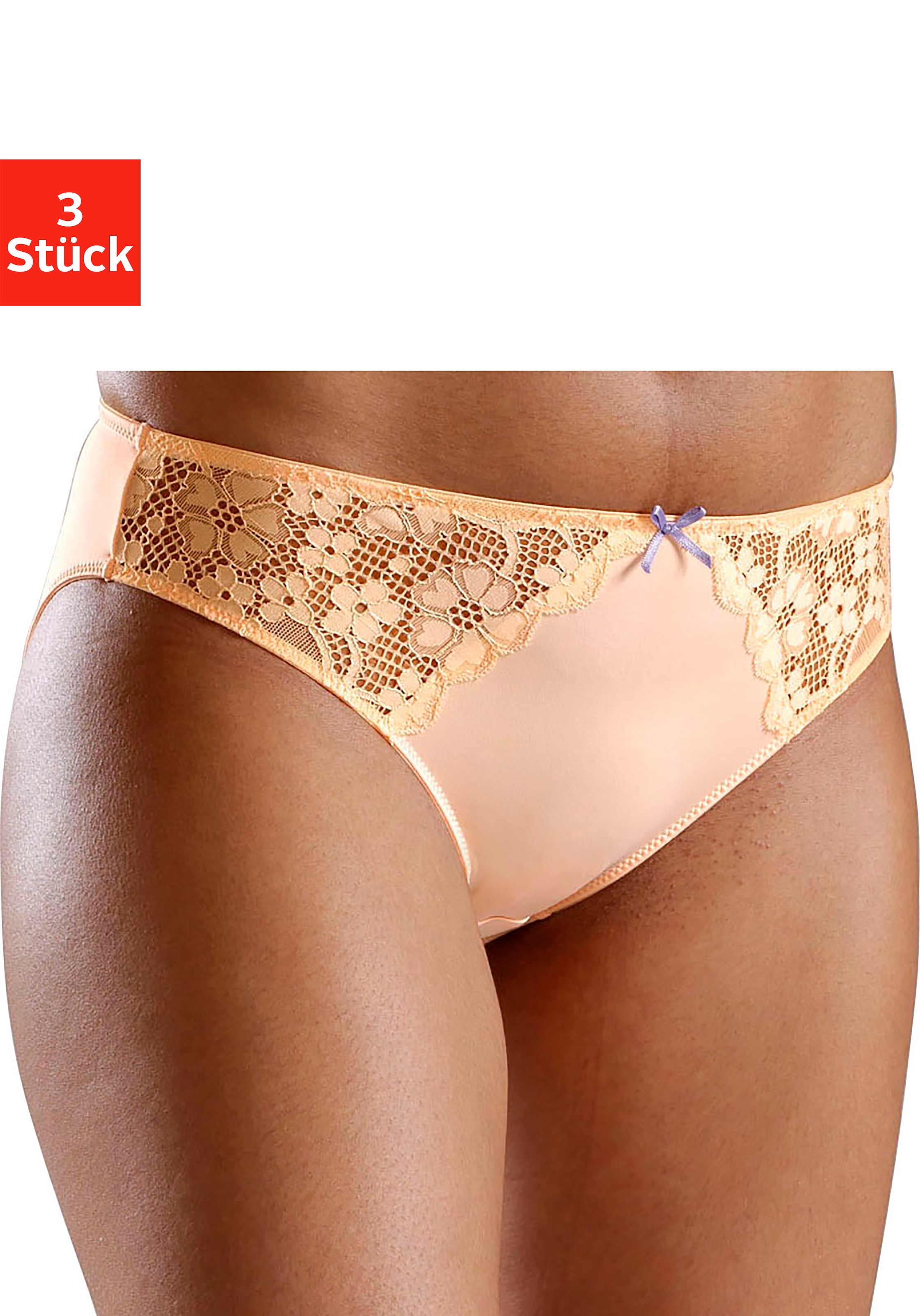 petite fleur Slip Paquet, 3 Stück,  mit leicht transparenter Jacquardspitze an den Seiten