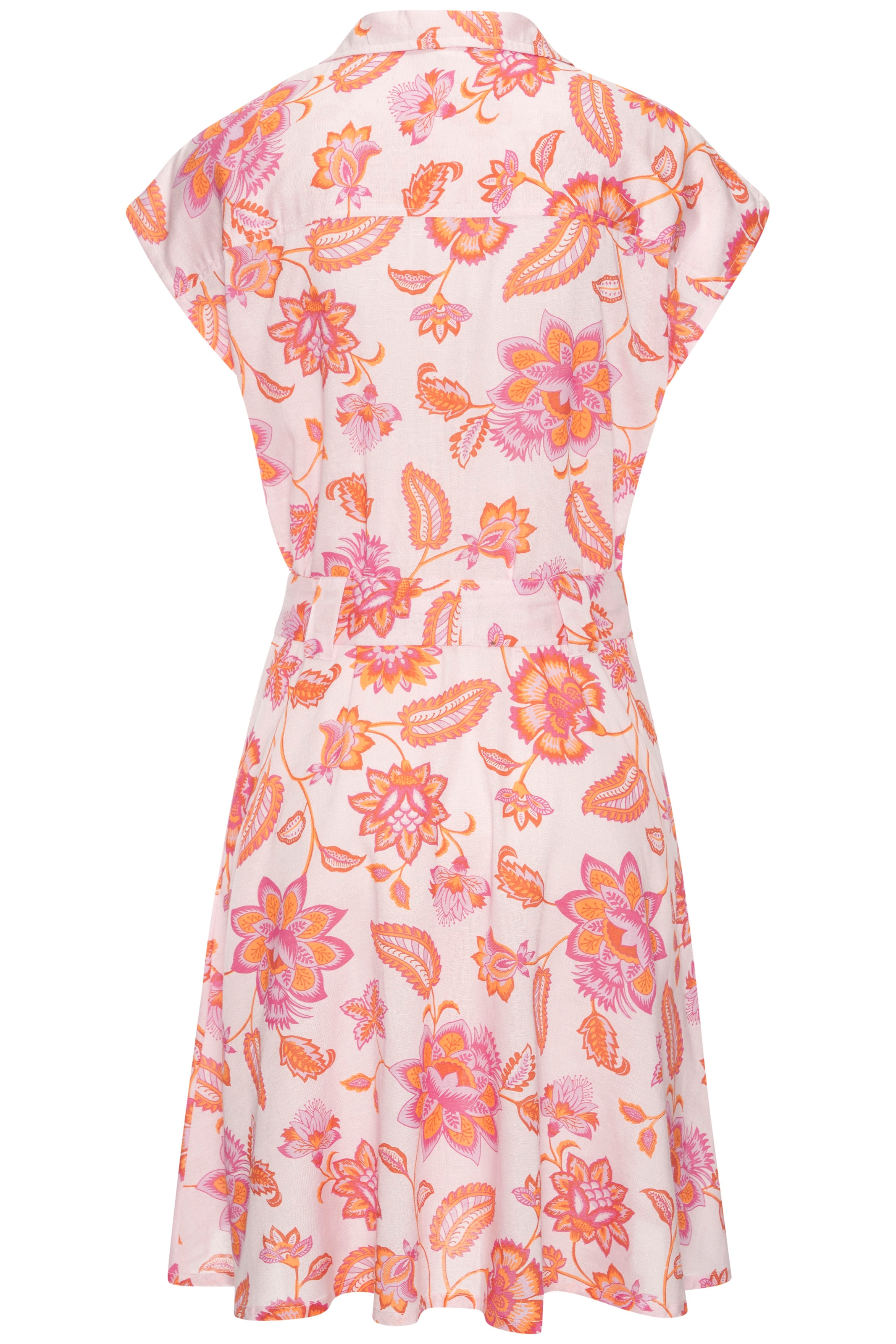LASCANA Hemdblusenkleid, (mit Bindegürtel), aus Leinenmix, mit Reverskragen, Alloverprint