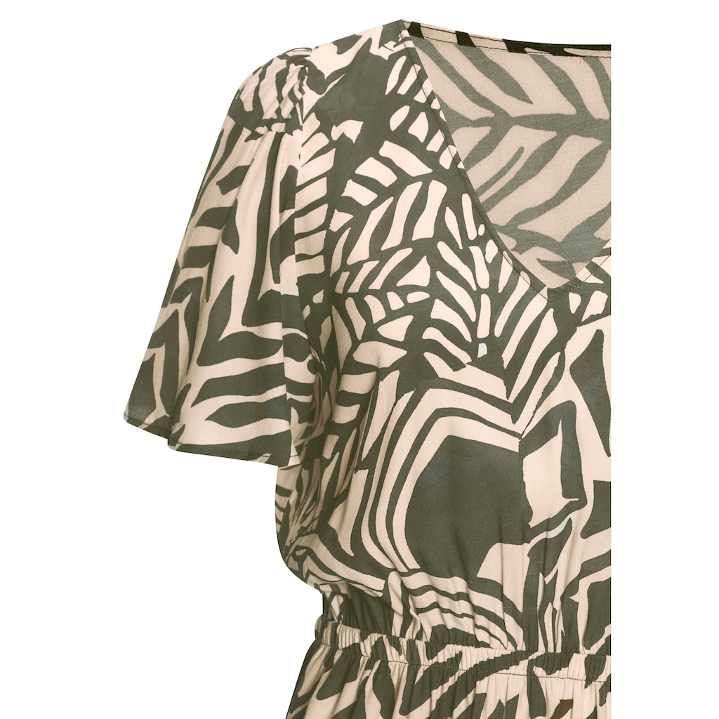 LASCANA Sommerkleid, mit Alloverprint, Flügelärmel, Sommerkleid, Webware