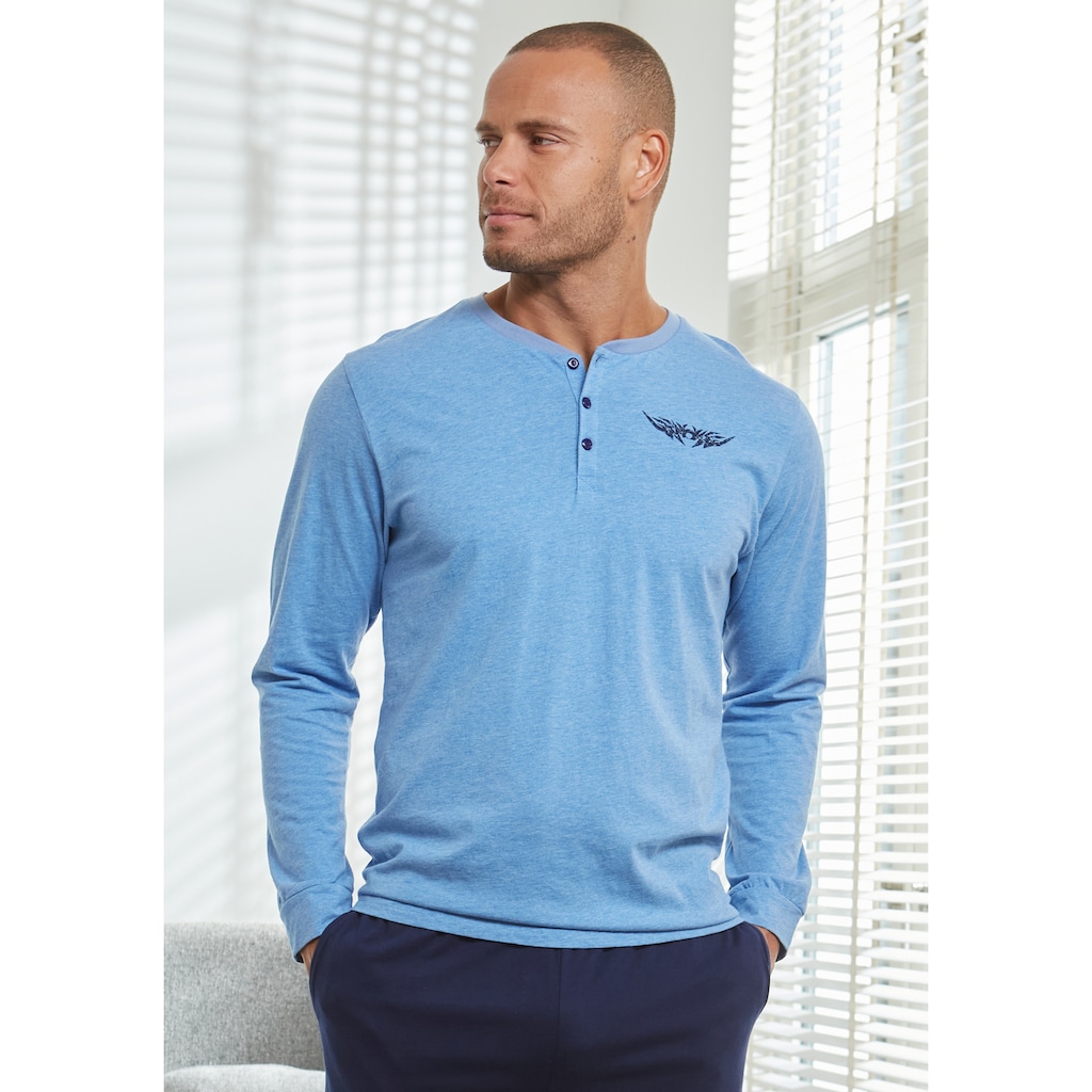 AUTHENTIC LE JOGGER Pyjama »Schlafanzug für Herren«, (2 tlg., 1 Stück), mit Knopfleiste