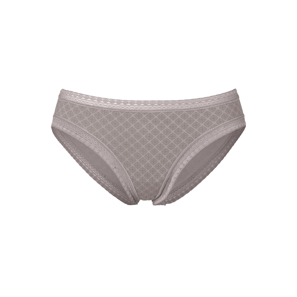 LASCANA Bikinislip, (3er-Pack), aus elastischer Baumwolle mit weicher Spitze