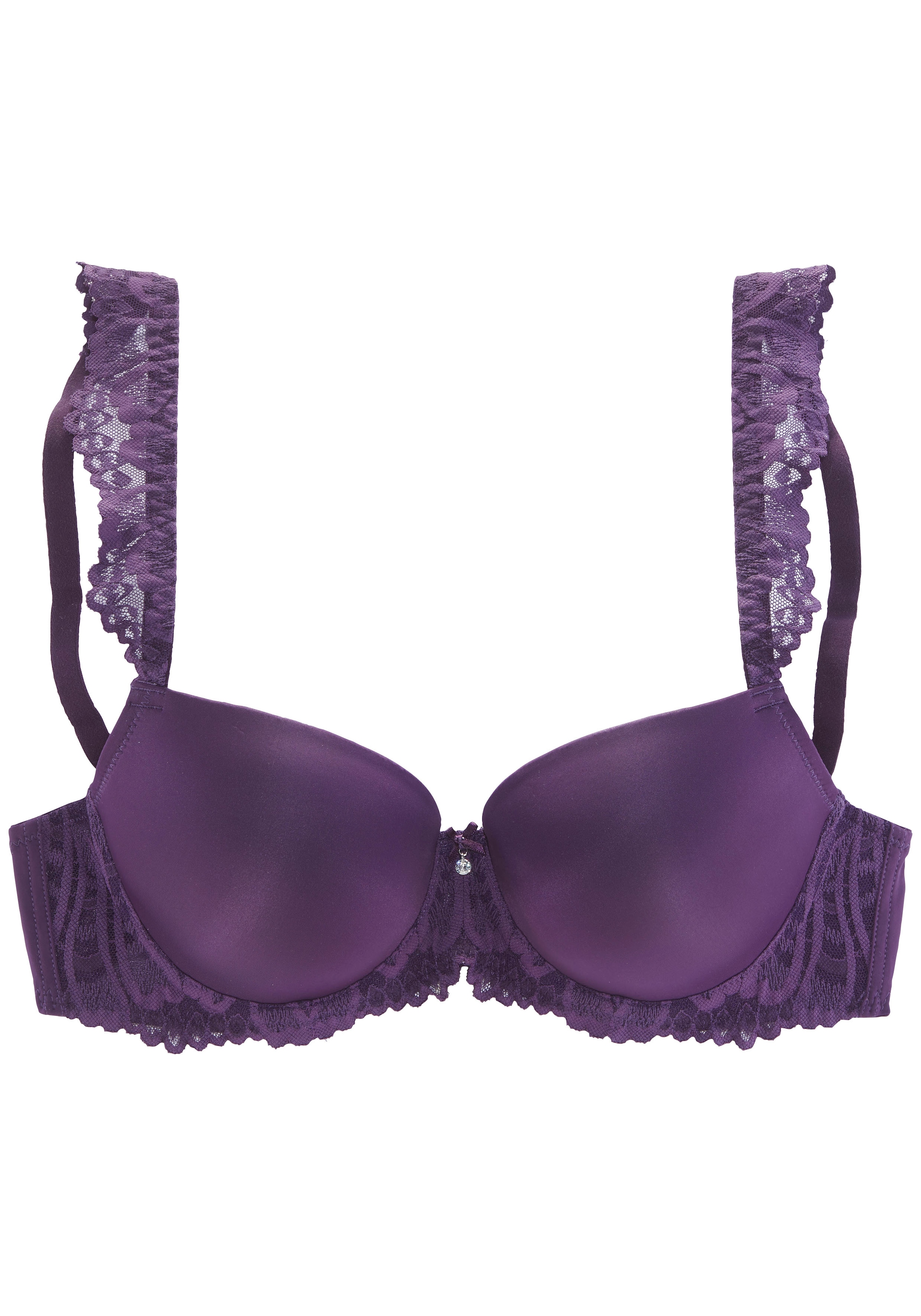 LASCANA Schalen-BH »Flora«, mit wunderschönen Spitzenträgern und edlem Glitzeraccessoire, Dessous