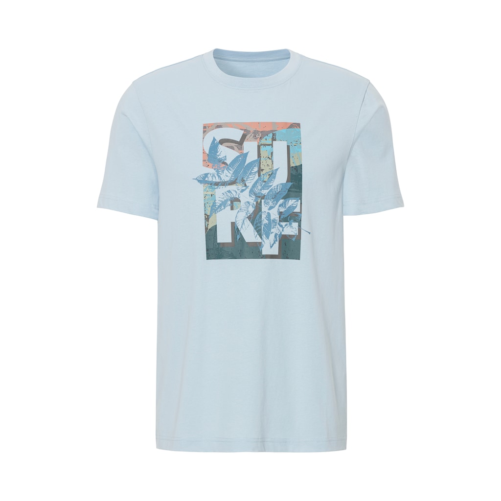 John Devin T-Shirt, Rundhalsshirt mit Surf -Aufdruck aus reiner Baumwolle