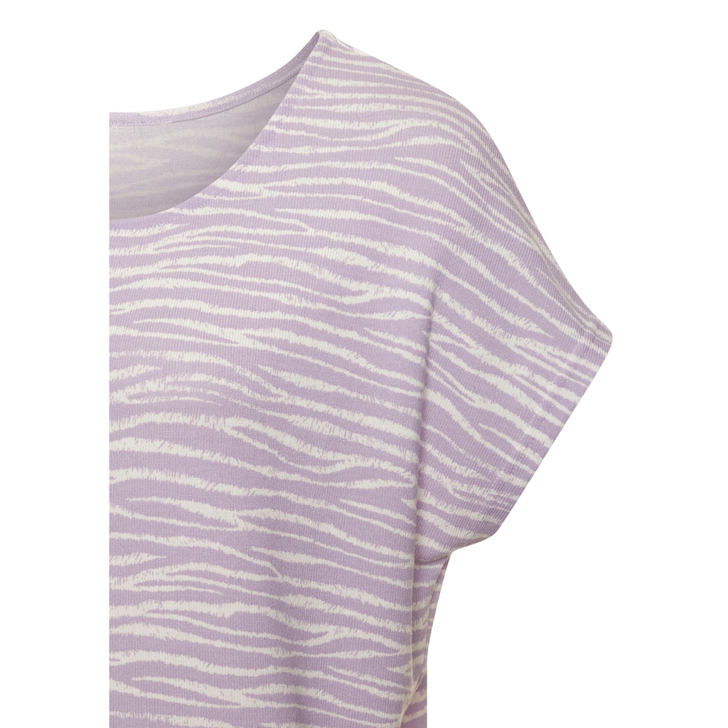 LASCANA Kurzarmshirt »mit modischem Zebra-Muster«, aus weichem Viskose-Strick