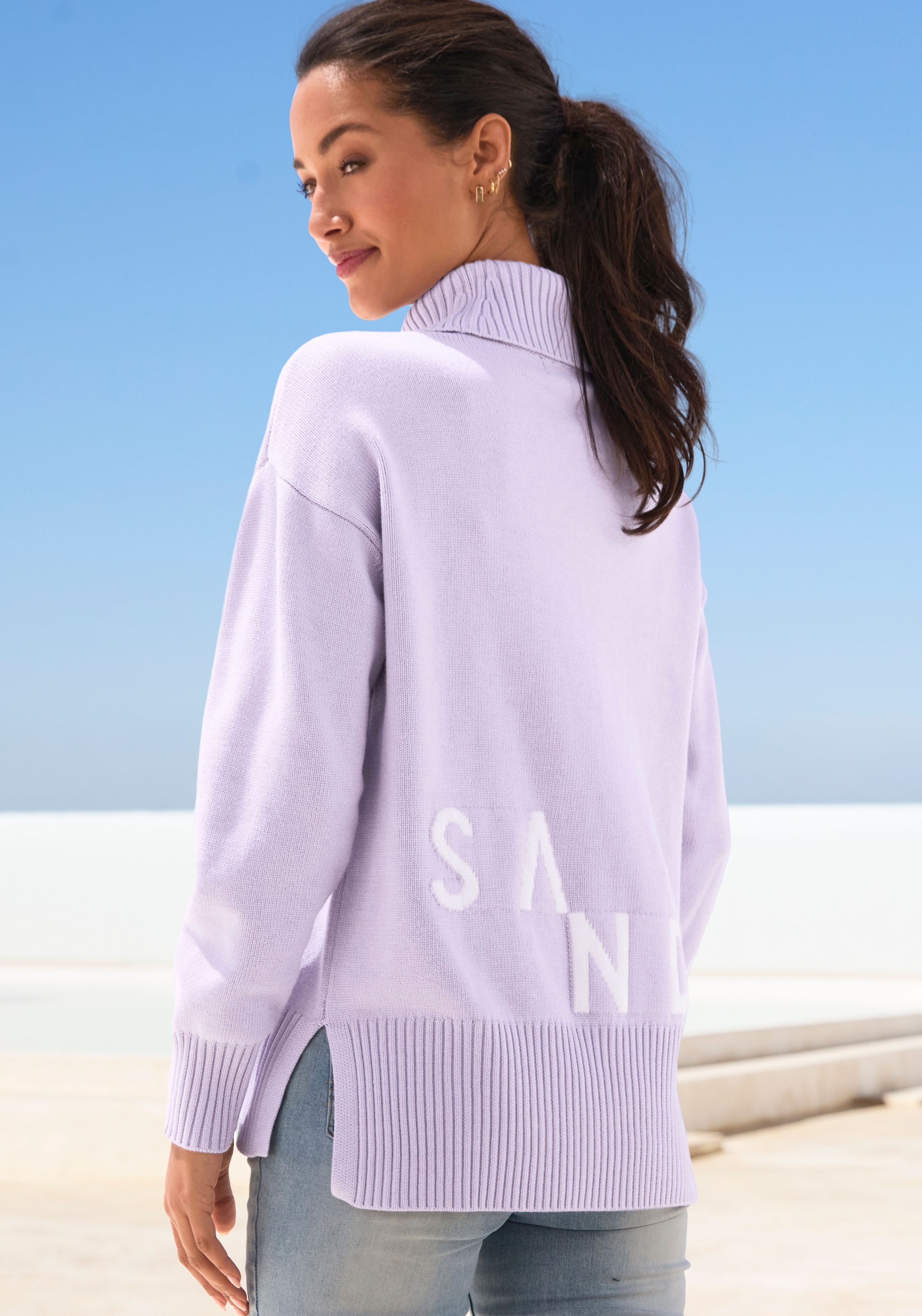Elbsand Pull à col roulé »mit eingestricktem Logoschriftzug« Kuscheliger Strickpullover, lockere Passform, super weich, casual