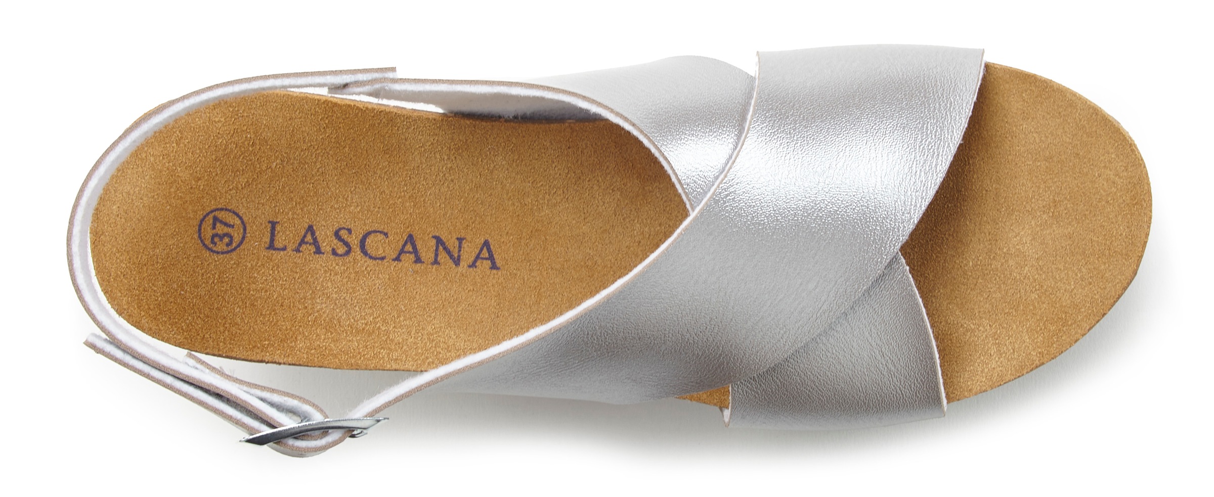 LASCANA Sandalette »Sommerschuh«, Sommerschuh mit Keilabsatz und Korkfussbett