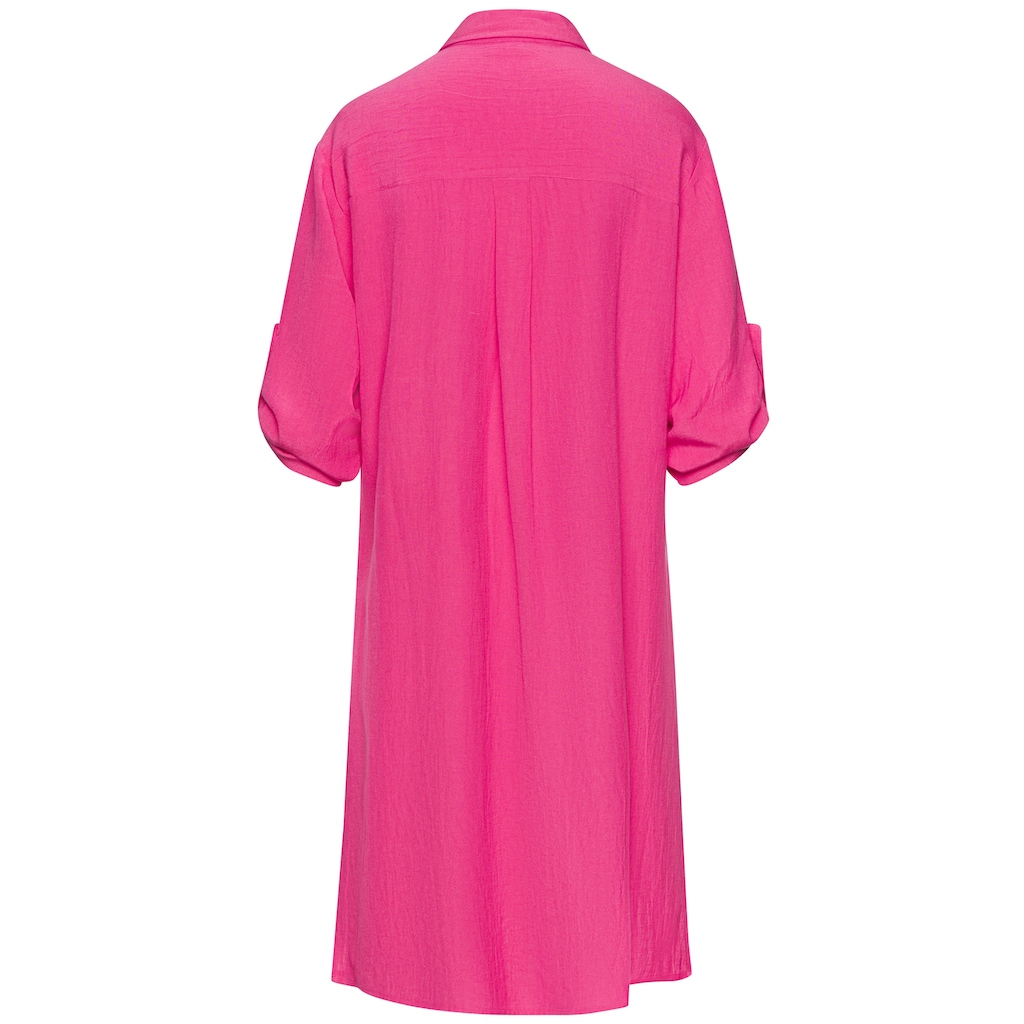 LASCANA Longbluse, aus leichter Webware mit Leinenanteil, luftiges Blusenkleid