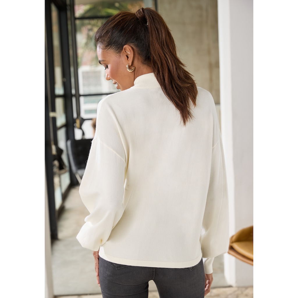 LASCANA Strickpullover, mit kleinem Stehkragen, Feinstrickpullover, casual-chic
