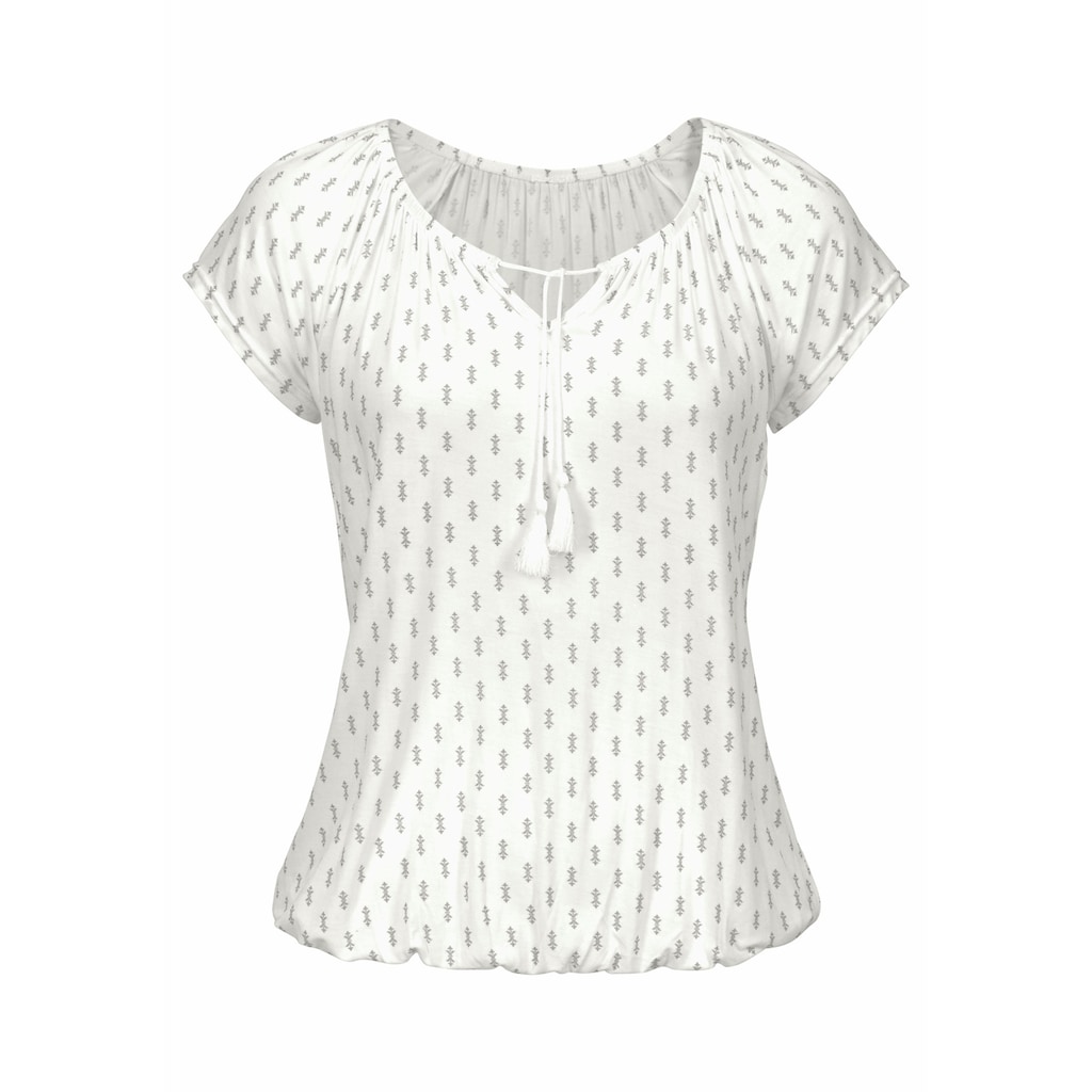 Vivance Kurzarmshirt »mit leicht gerafftem Ausschnitt«, (2er-Pack), aus weichem Viskose-Stretch