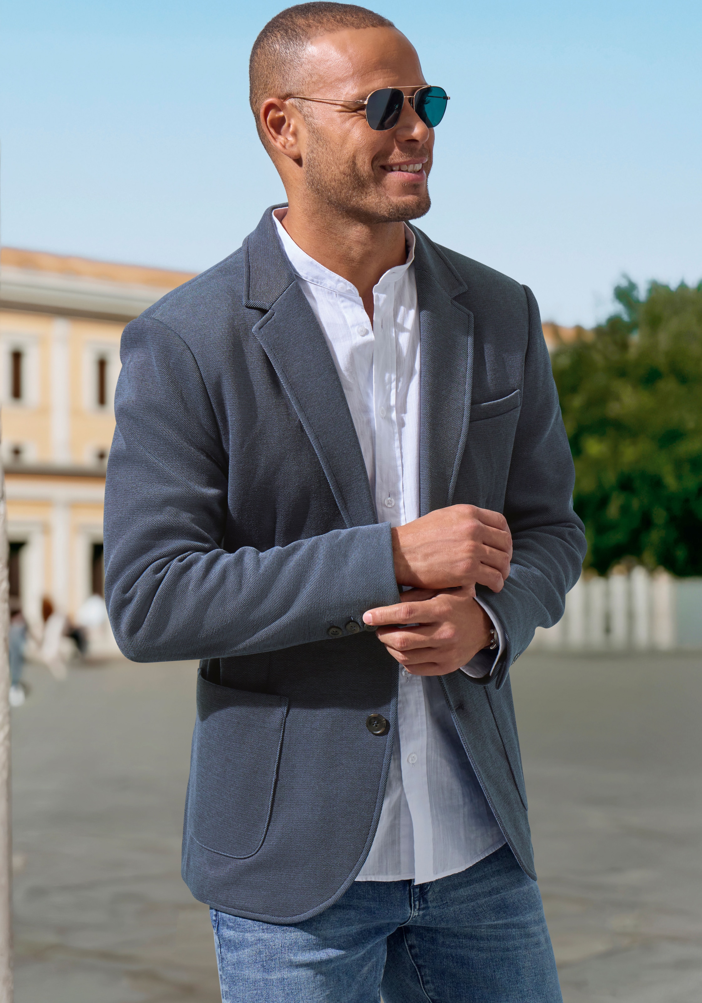 John Devin Veste »aus elastischer Jersey Pikee-Qualität« veste stretch décontractée avec motif discret
