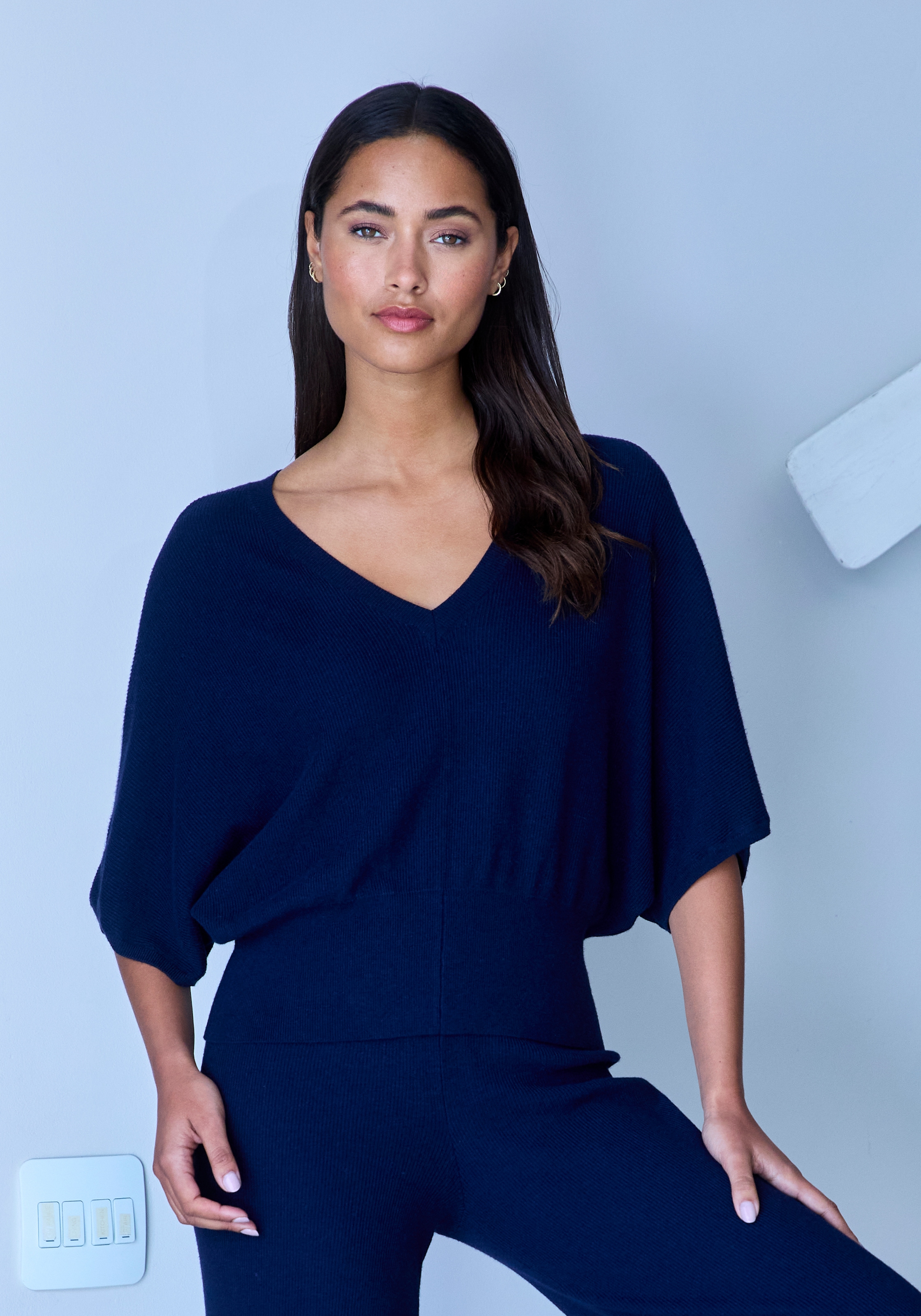 Copenhagen Studios Fledermausshirt aus hochwertiger, feiner Rippe, Loungewear