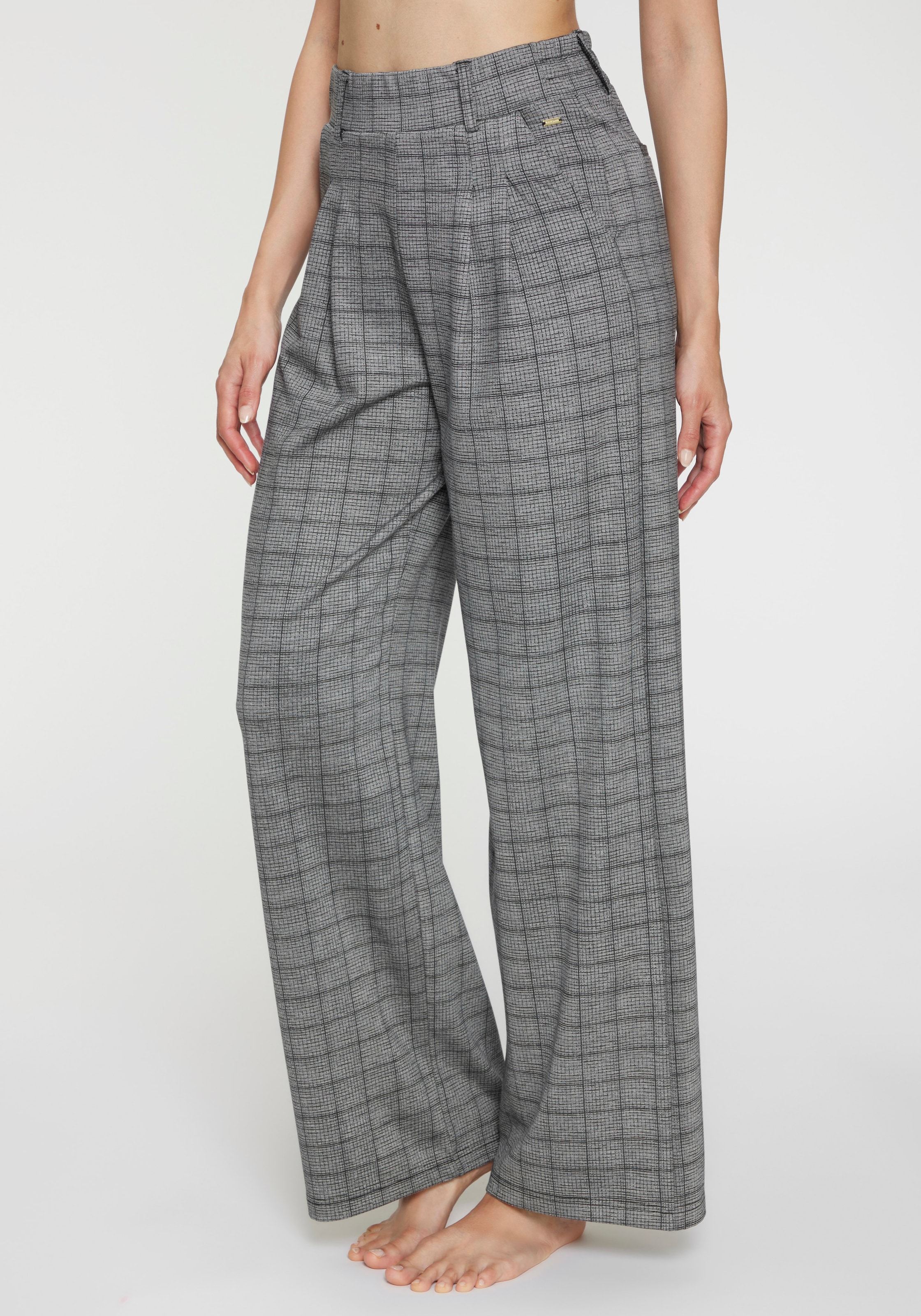 LASCANA Schlupfhose »extra Weit mit Bundfalten«  mit Jacquard Strickmuster oder uni schwarz