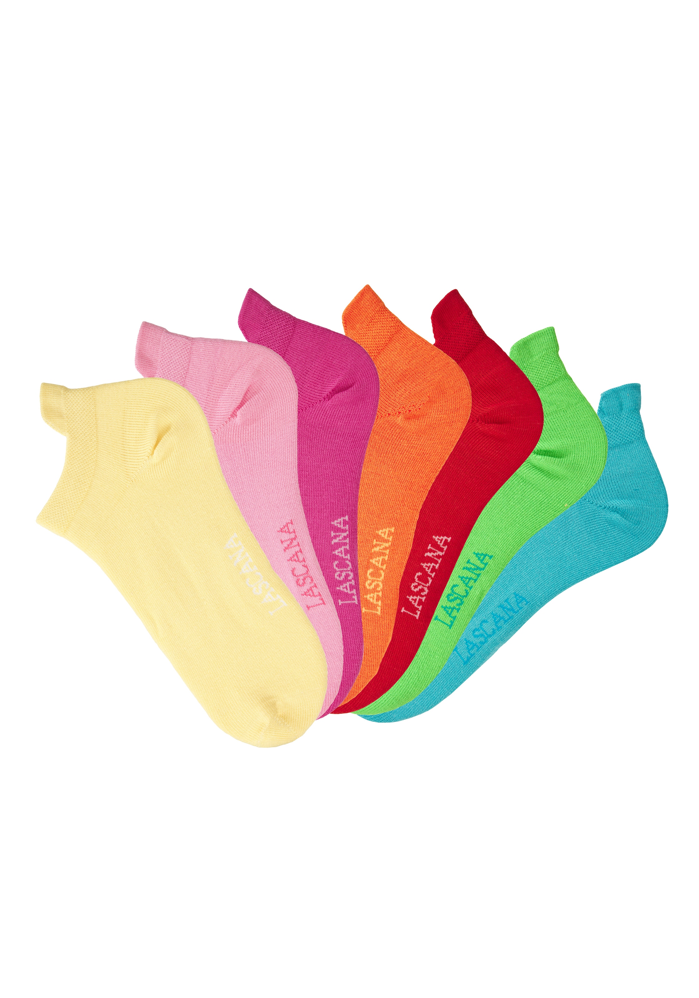 LASCANA Chaussettes de baskets »für Damen mit eingestricktem Markenlogo« Boîte, Boîte, 7 Couple tlg. dans une jolie boîte cadeau