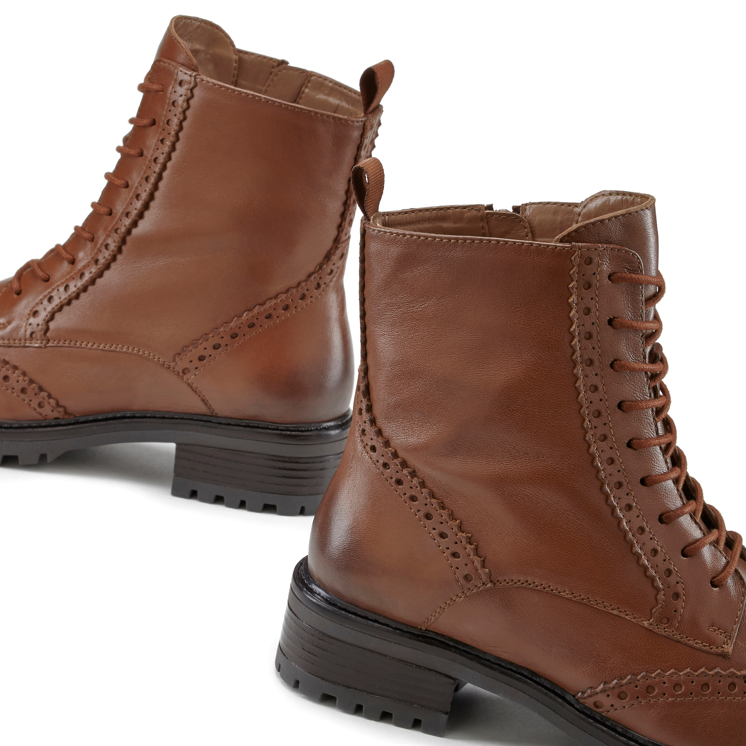 LASCANA Schnürboots, Schnürstiefelette, Ankle Boots, Leder, Schnüren & Reissverschluss