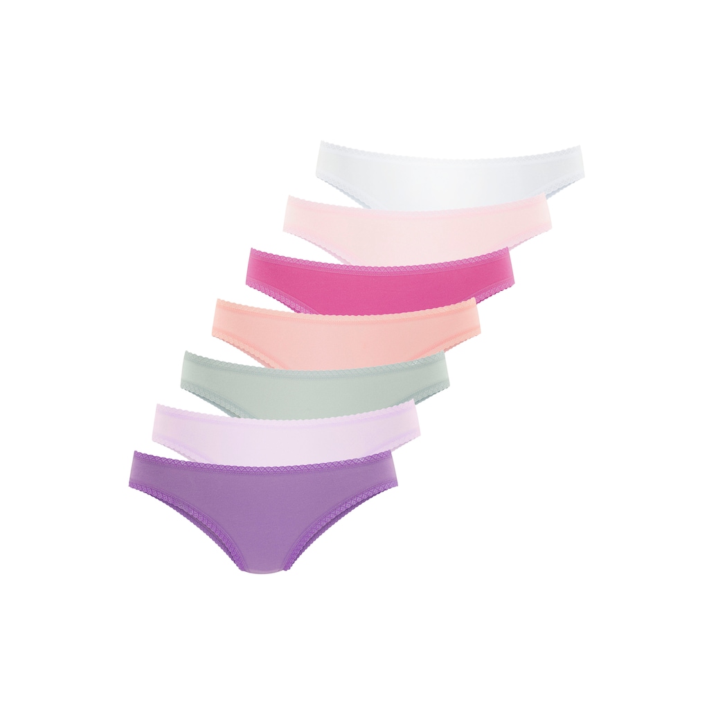 Vivance Brasilslip, (7er-Pack), mit feiner Spitzeneinfassung und aus weicher Baumwollqualität