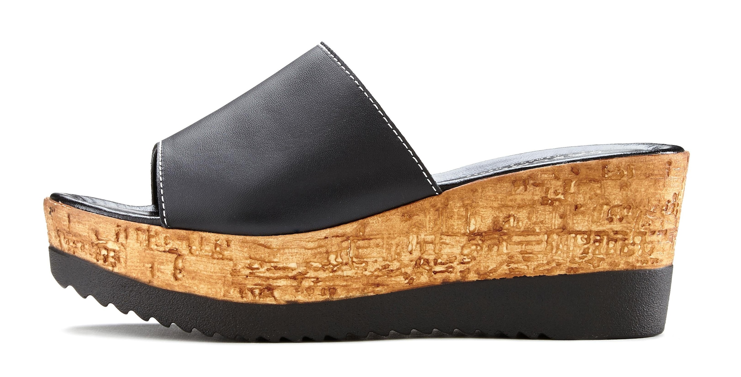 LASCANA Pantolette »Sommerschuh,«, Mule, Sandale, offener Schuh aus Leder mit Keilabsatz