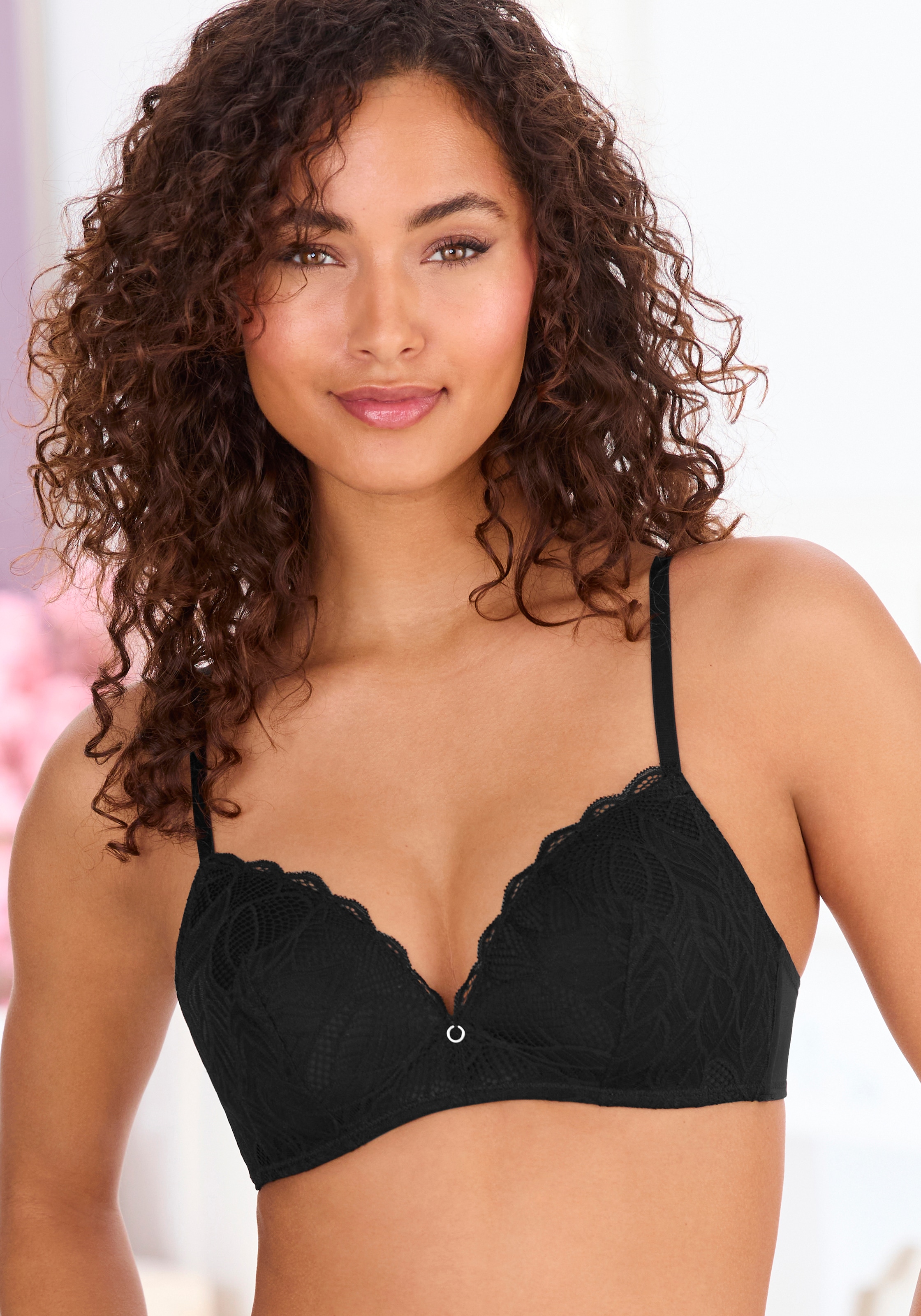 LASCANA Bralette-BH, ohne Bügel mit feiner Spitze mit Blättermotiv, Dessous