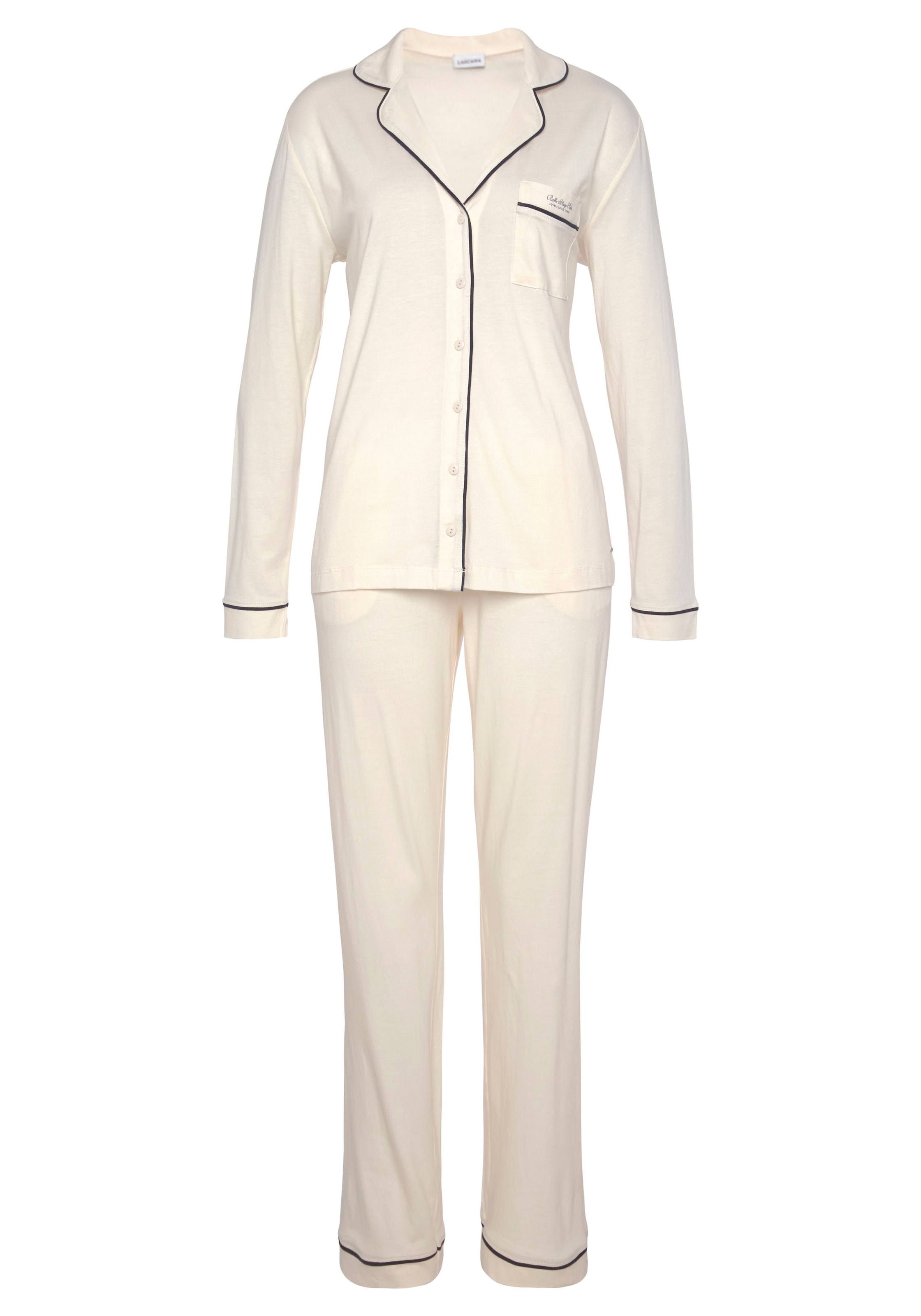 LASCANA Pyjama 2 tlg. mit Kontrastpaspeln