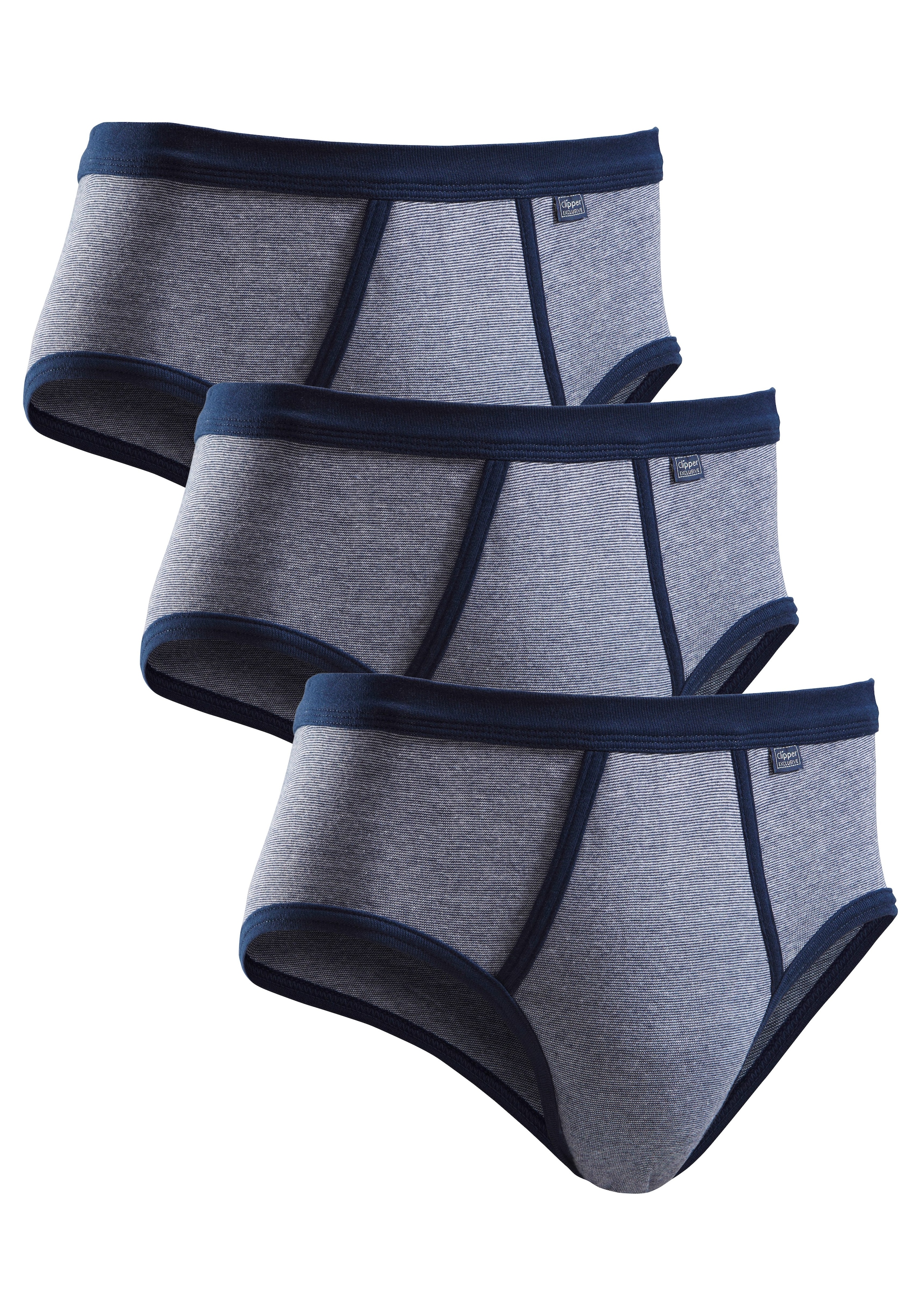 Clipper Exclusive Slip Packung, 3 Stk. modische Optik: Jeans meliert, tolle Baumwoll-Qualität
