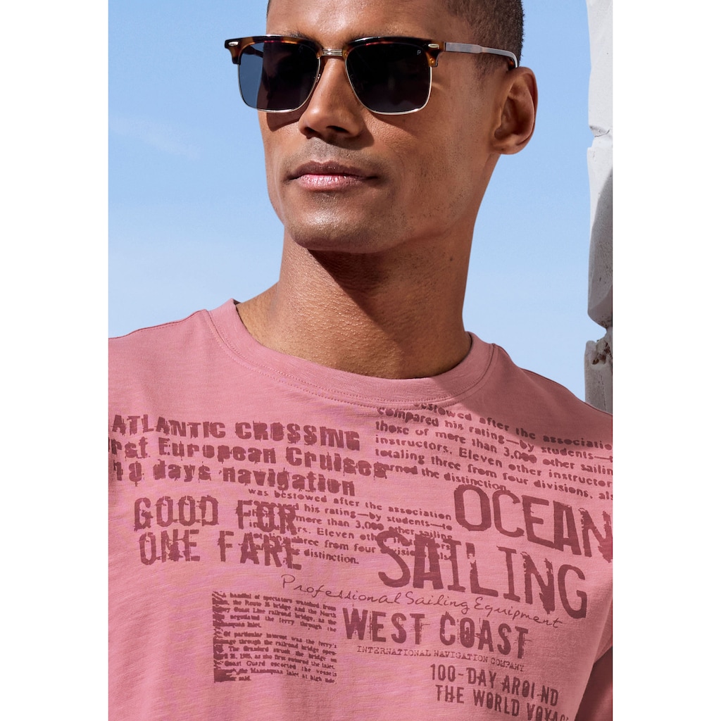 John Devin T-Shirt »mit Print«, Regular-Fit, aus Slub-Qualität, mit Print