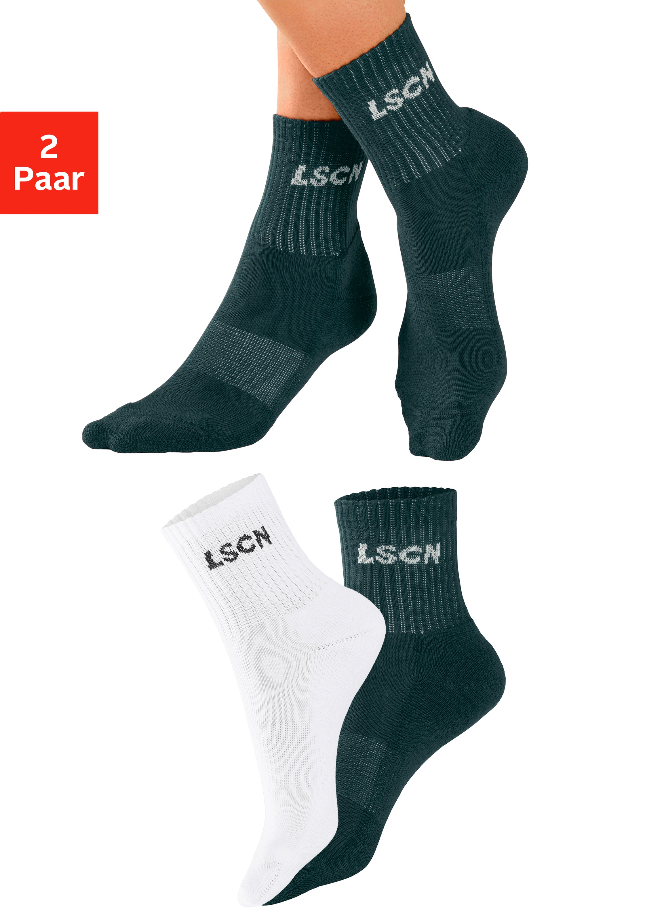 LSCN by LASCANA Tennissocken Packung, 2 Stk. tlg. mit Halbfussfrottee