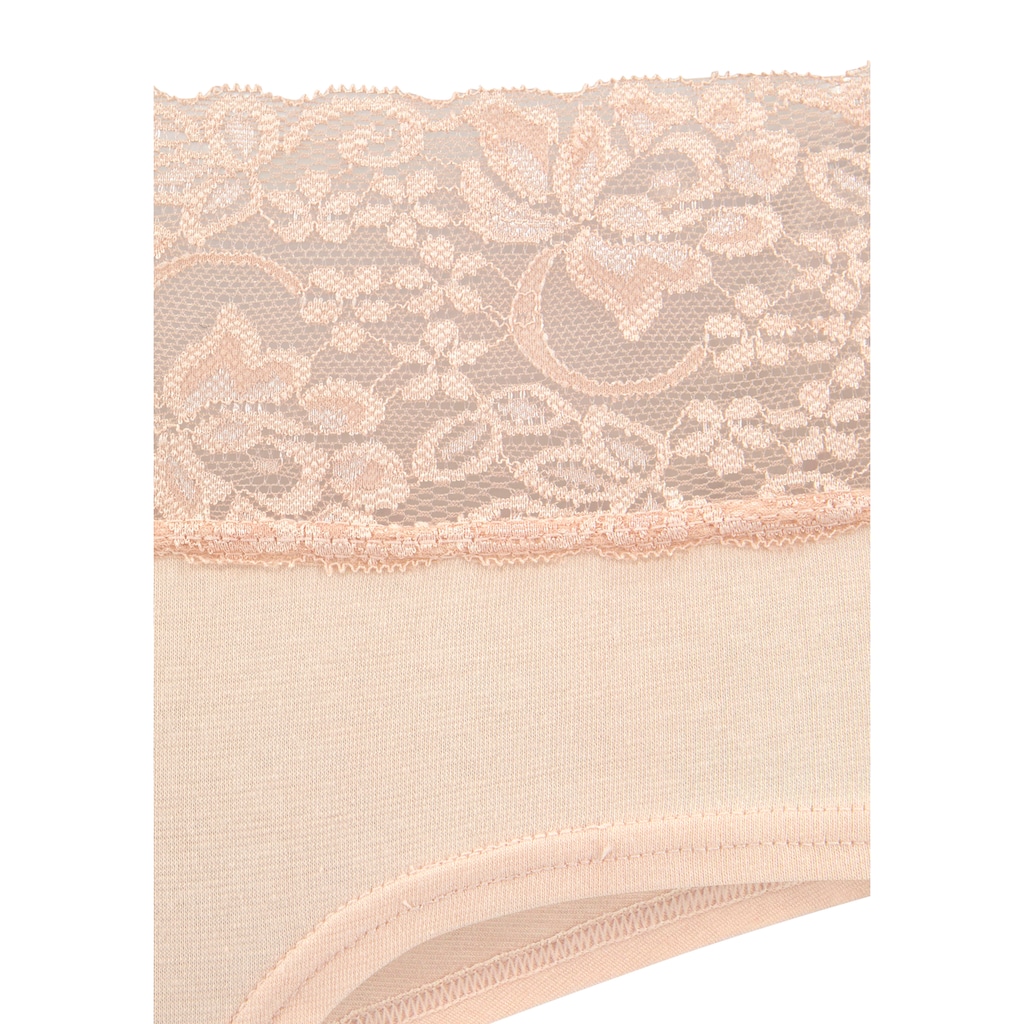 Vivance Panty, (3er-Pack), aus elastischer Baumwolle mit floraler Spitze
