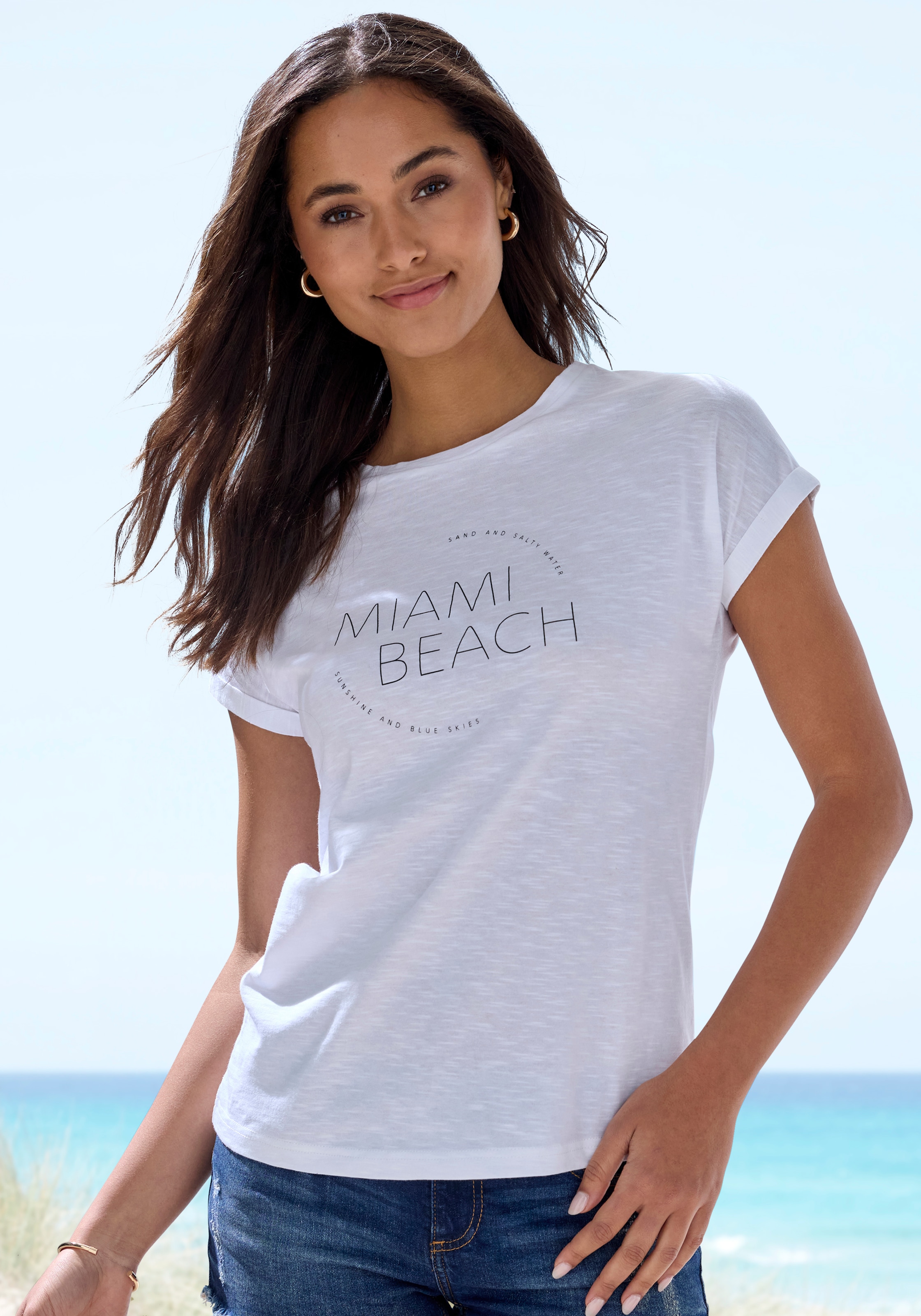 Vivance T-Shirt »mit modischem Frontprint«, aus weicher Baumwoll-Qualität