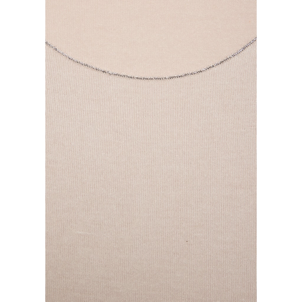 LASCANA Rundhalsshirt »mit feiner Glitzereinfassung«, aus weichem Viskose-Feinstrick