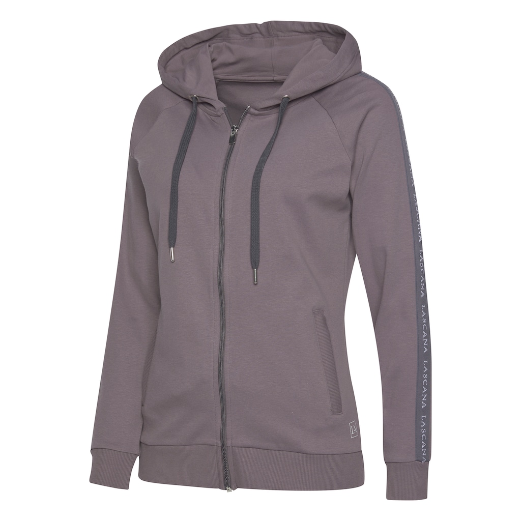LASCANA ACTIVE Trainingsjacke, mit Kapuze, mit Logo Tape an den Ärmeln