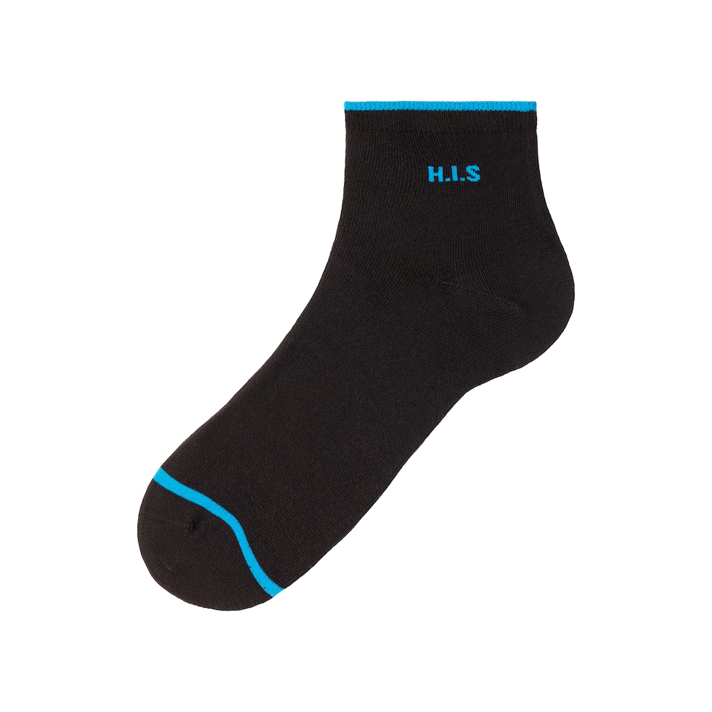 H.I.S Kurzsocken, (Packung, 7 Paar), mit farbigen Bündchen