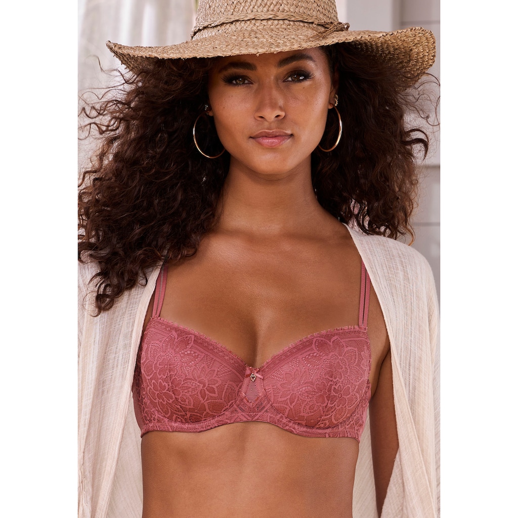 LASCANA Schalen-BH, mit Bügel aus blumiger Jacquardspitze, sexy Dessous