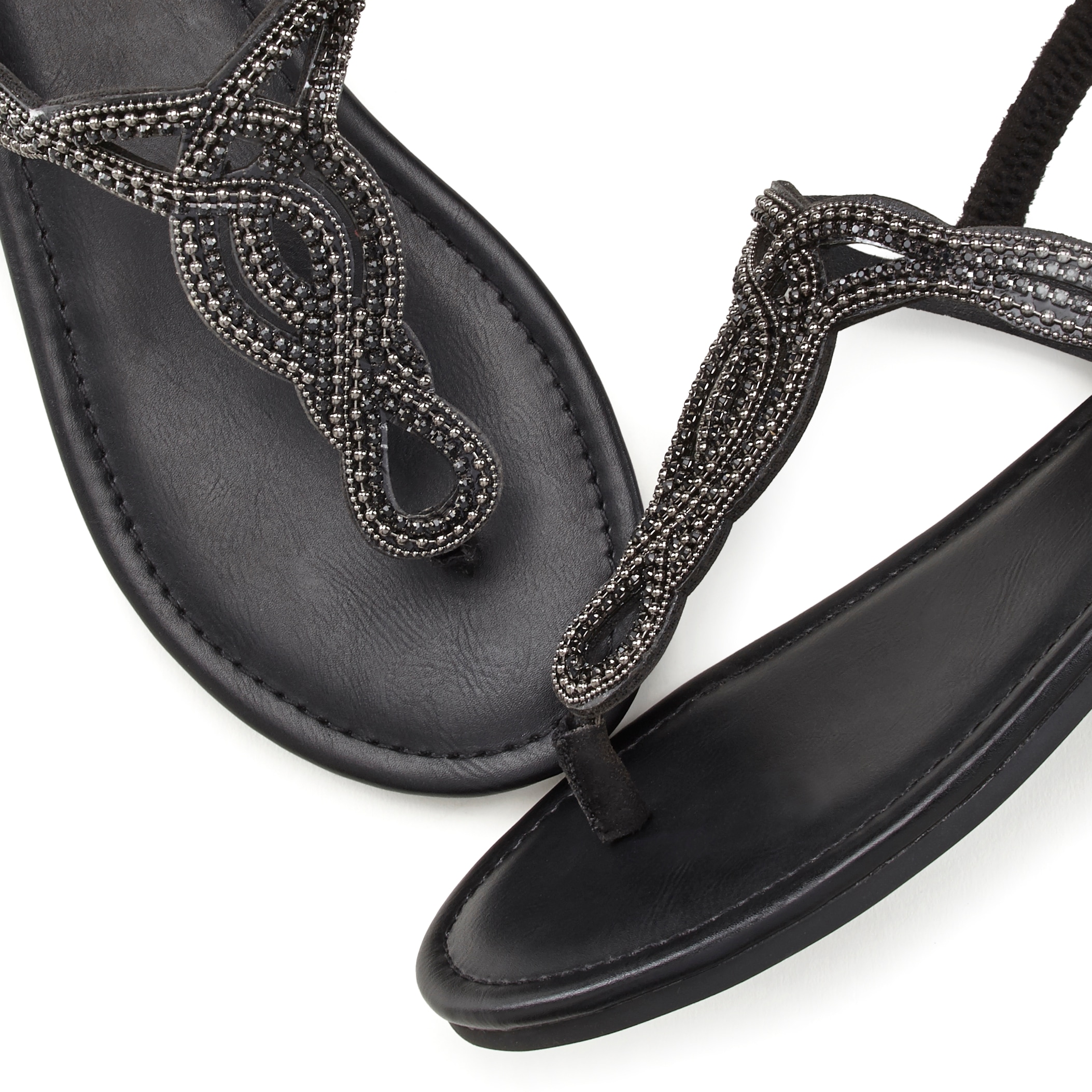 LASCANA Zehentrenner, Sandale, Pantolette mit Schmucksteinen in Glitzer-Optik VEGAN
