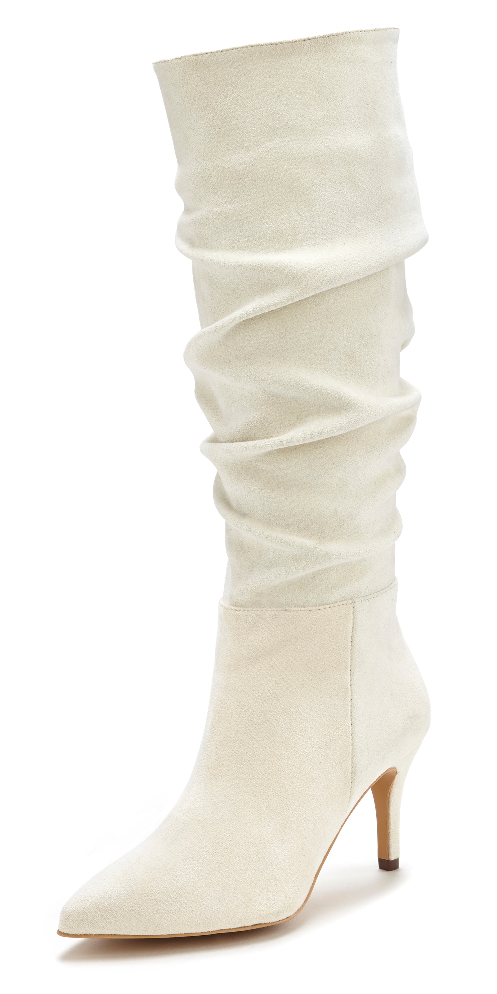 LASCANA Reissverschlussstiefel, mit modischer Raffung, Langschaft, High-Heel Stiefelette,Slouchy Boots