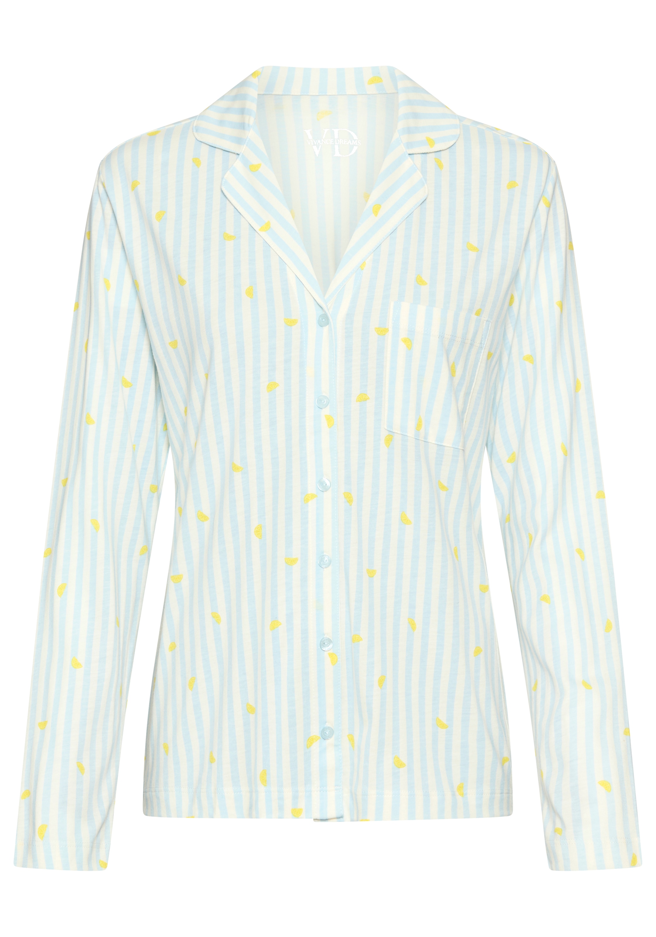 Vivance Dreams by Lascana Pyjamaoberteil mit süssem Streifen- und Früchtedruck