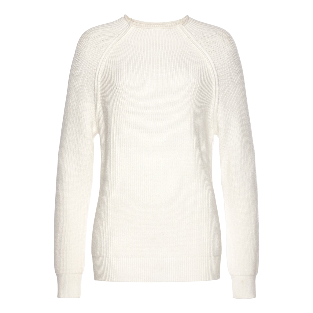 LASCANA Stehkragenpullover, mit Herzchendetails, lockerer Strickpullover