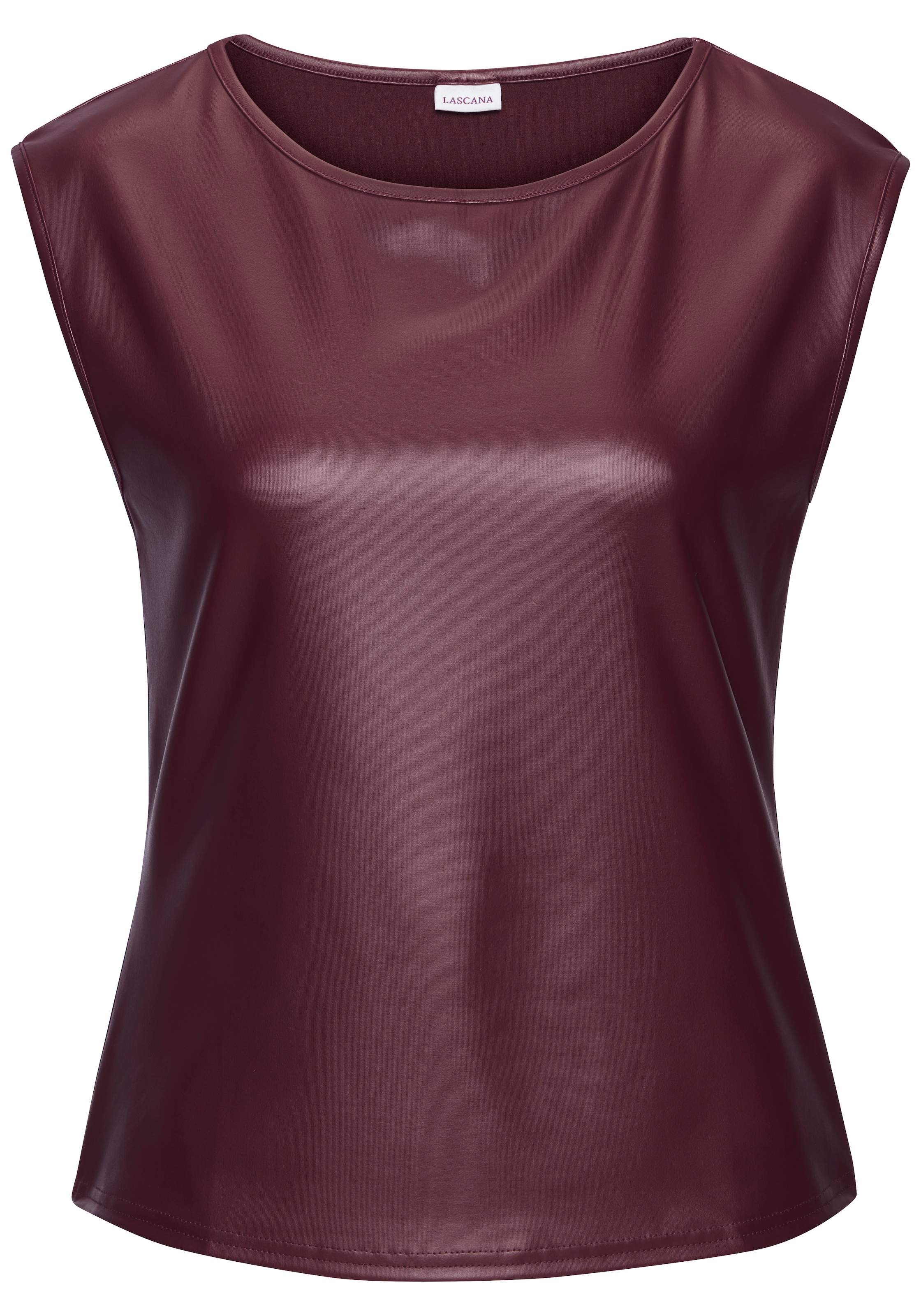 LASCANA Shirt à col rond aus Lederimitat, Partytop