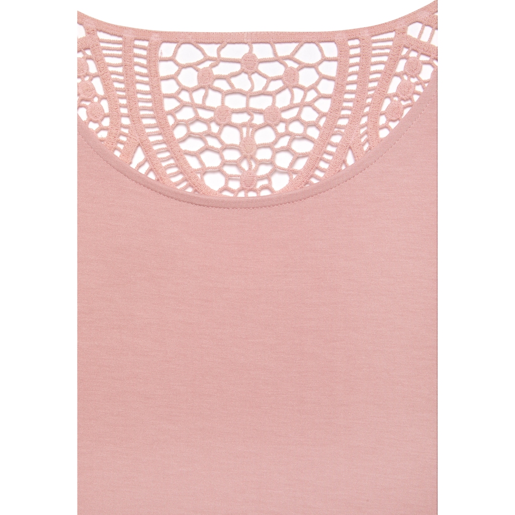 Vivance Kurzarmshirt »mit Häkelspitze am Rücken«, (2er-Pack), aus weichem Viskose-Stretch