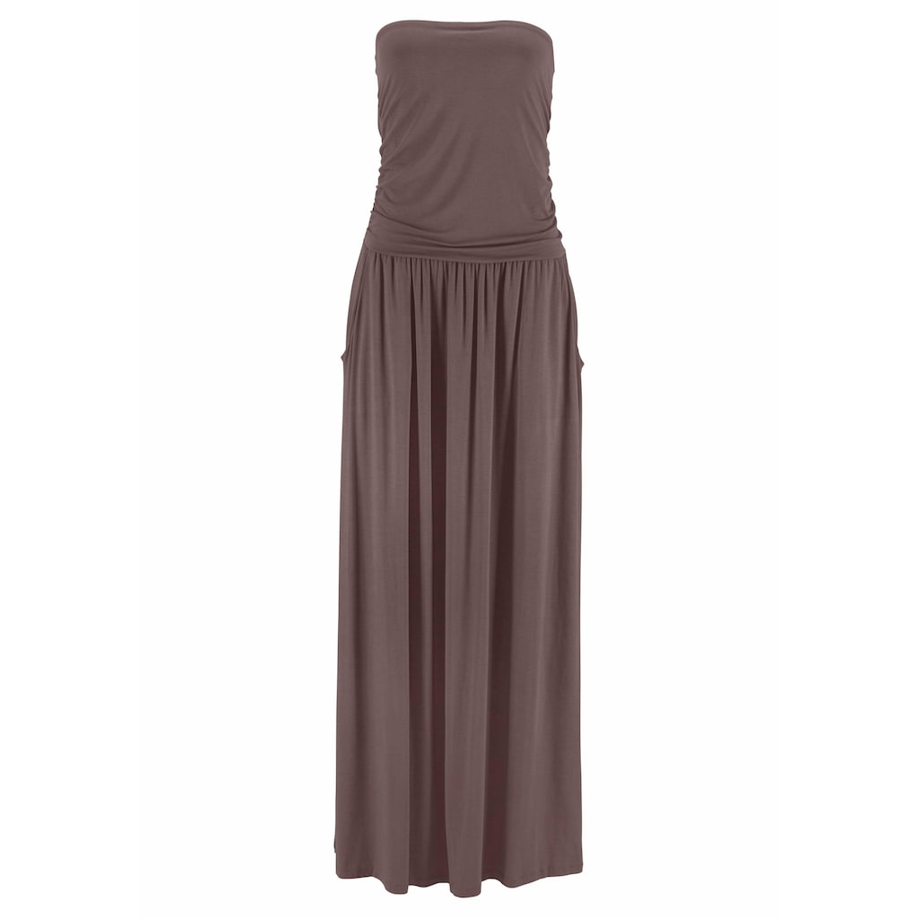 LASCANA Maxikleid, mit schmalem Oberteil und Taschen, schulterfrei, Sommerkleid, Basic