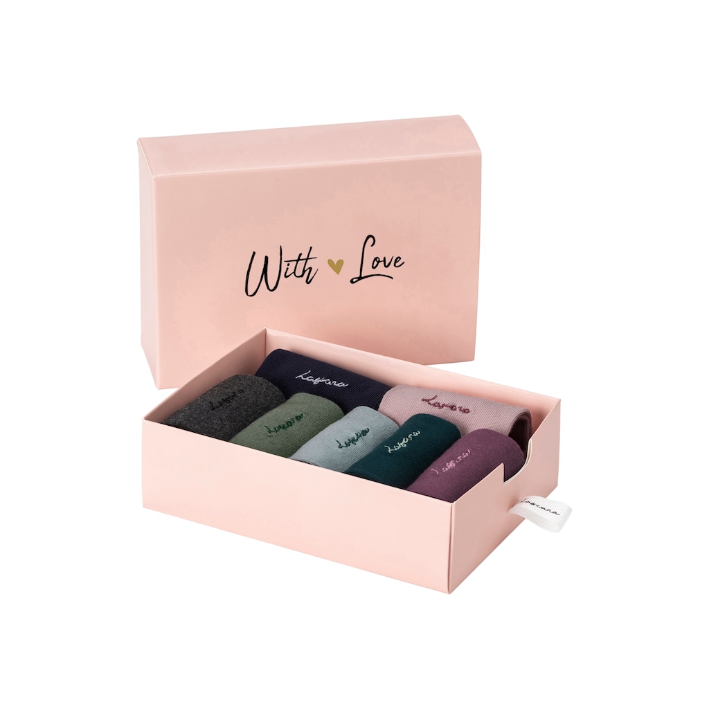 LASCANA Basicsocken, (Box, 7 Paar), mit hochwertiger Logo Stickerei