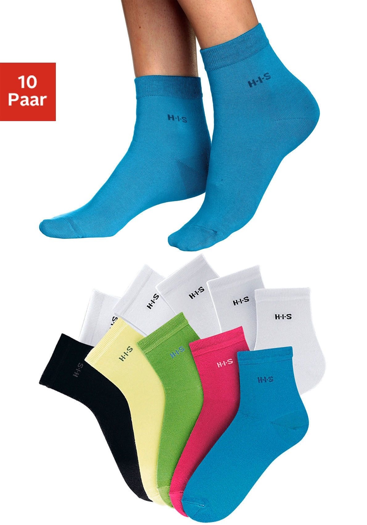 H.I.S Kurzsocken Packung, 10 Paar tlg. aus leichter atmungsaktiver Qualität
