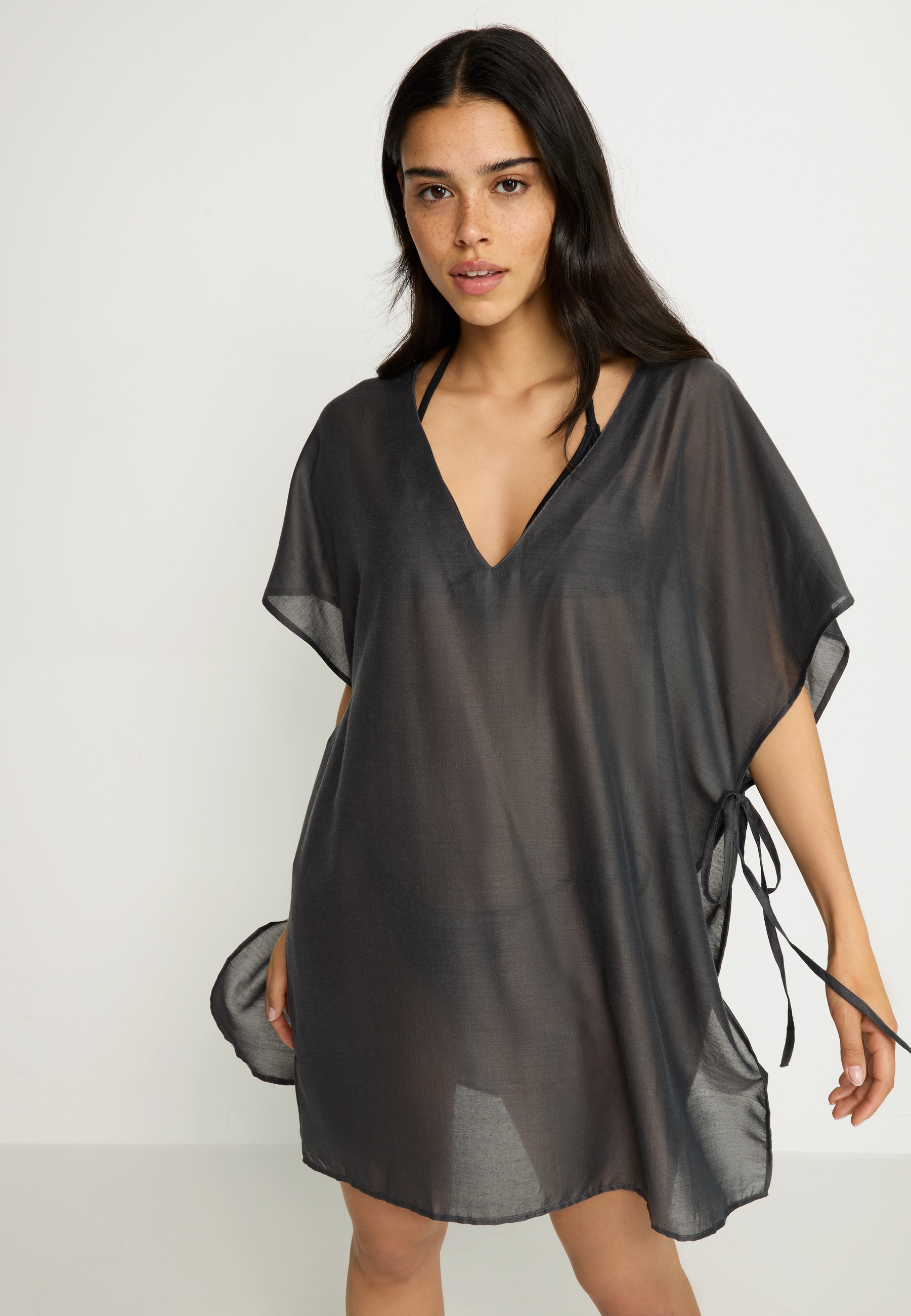 LSCN by LASCANA Chiffontunika seitlich zum Knoten, transparente Strandtunika