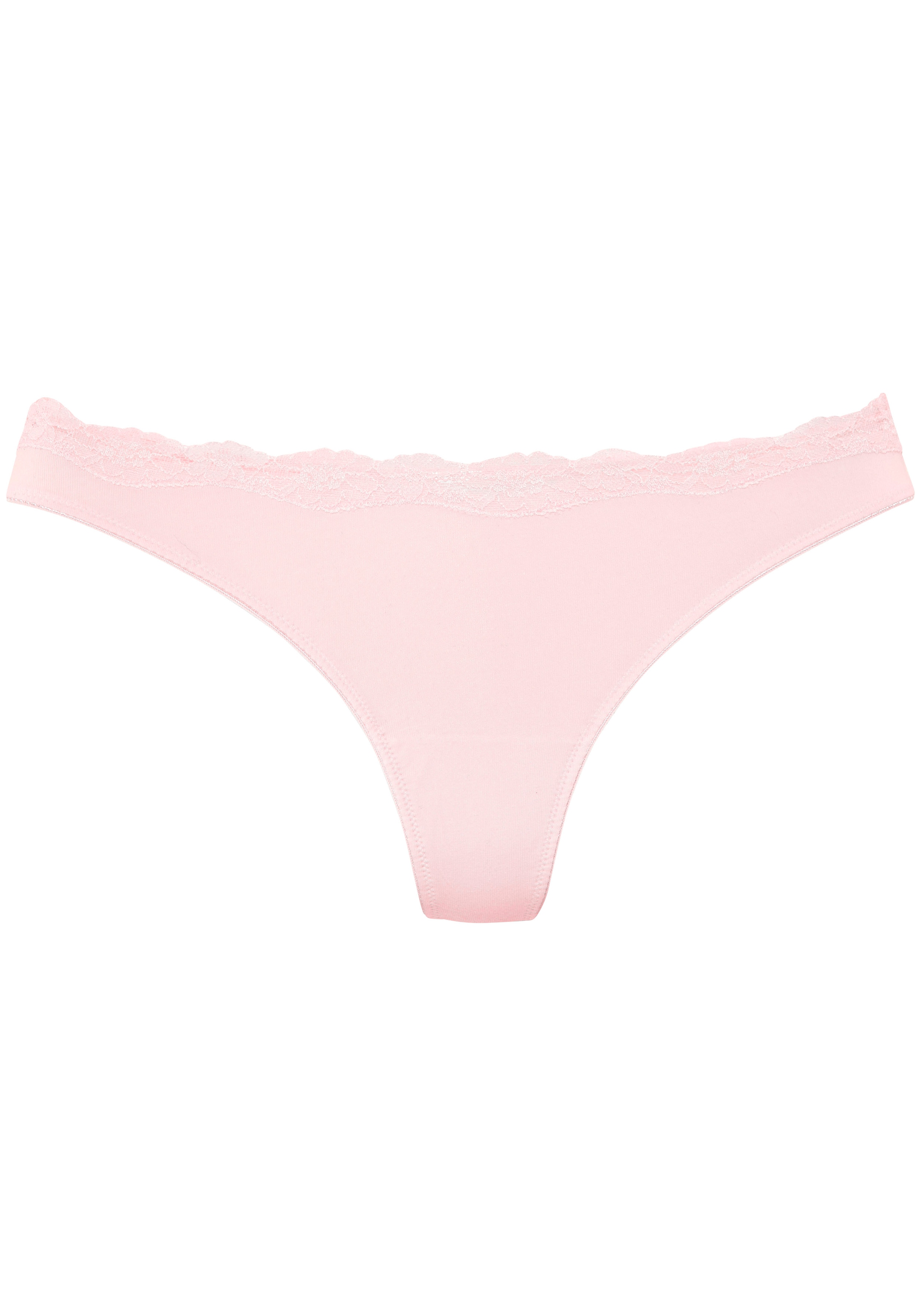LASCANA String 3er-Pack,  aus elastischer Baumwolle mit zarter Spitze