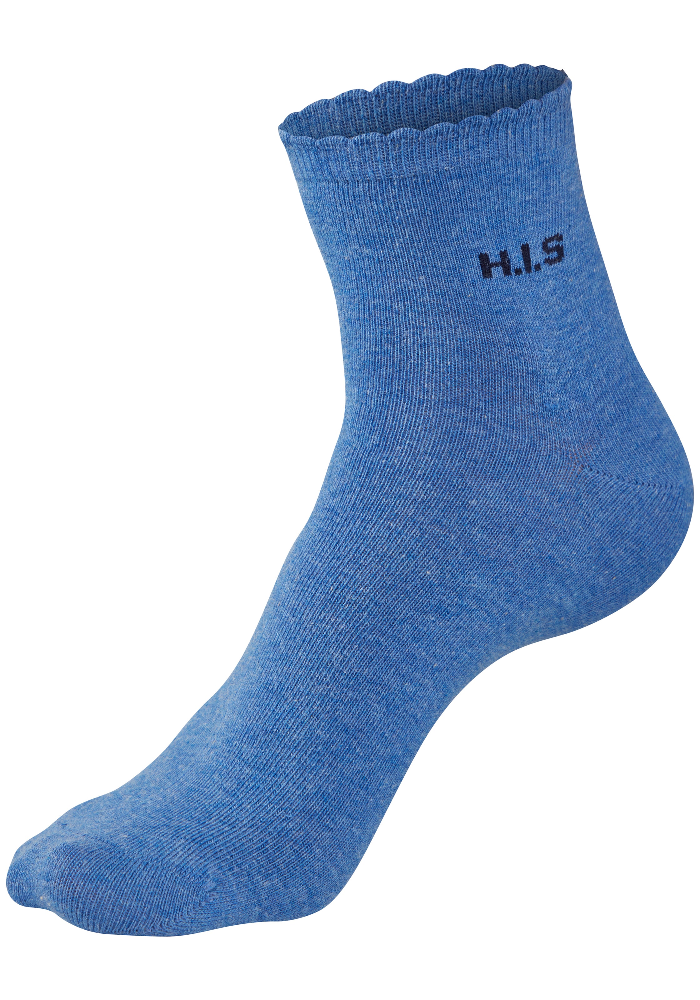 H.I.S Kurzsocken »Damen uni und meliert für die ganze Woche« Packung, 7 Paar tlg. mit gewelltem Bündchen